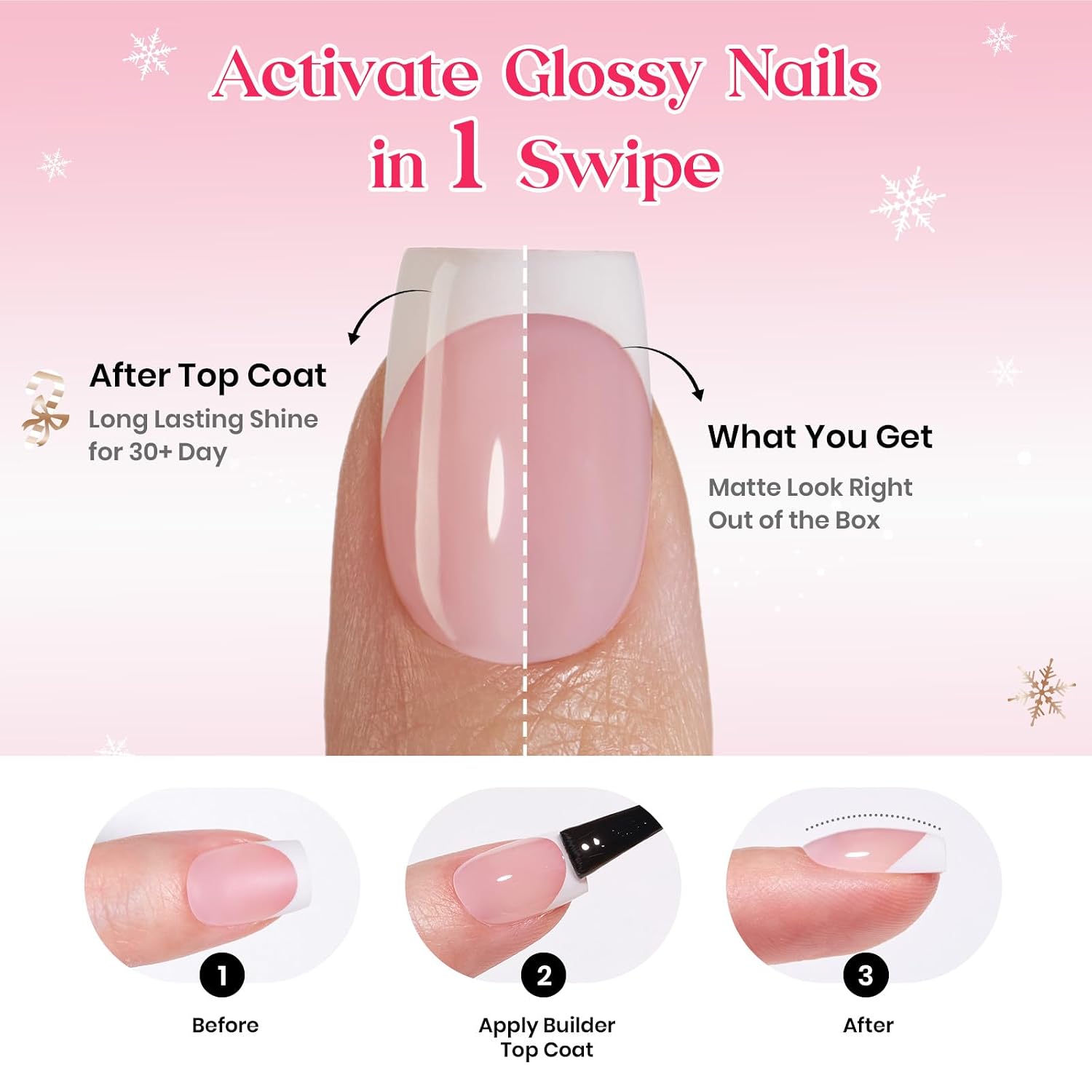 Detalle de Beetles French Tips Press On Nails: 224 Pink Short Almond Nails (16 Sizes)
