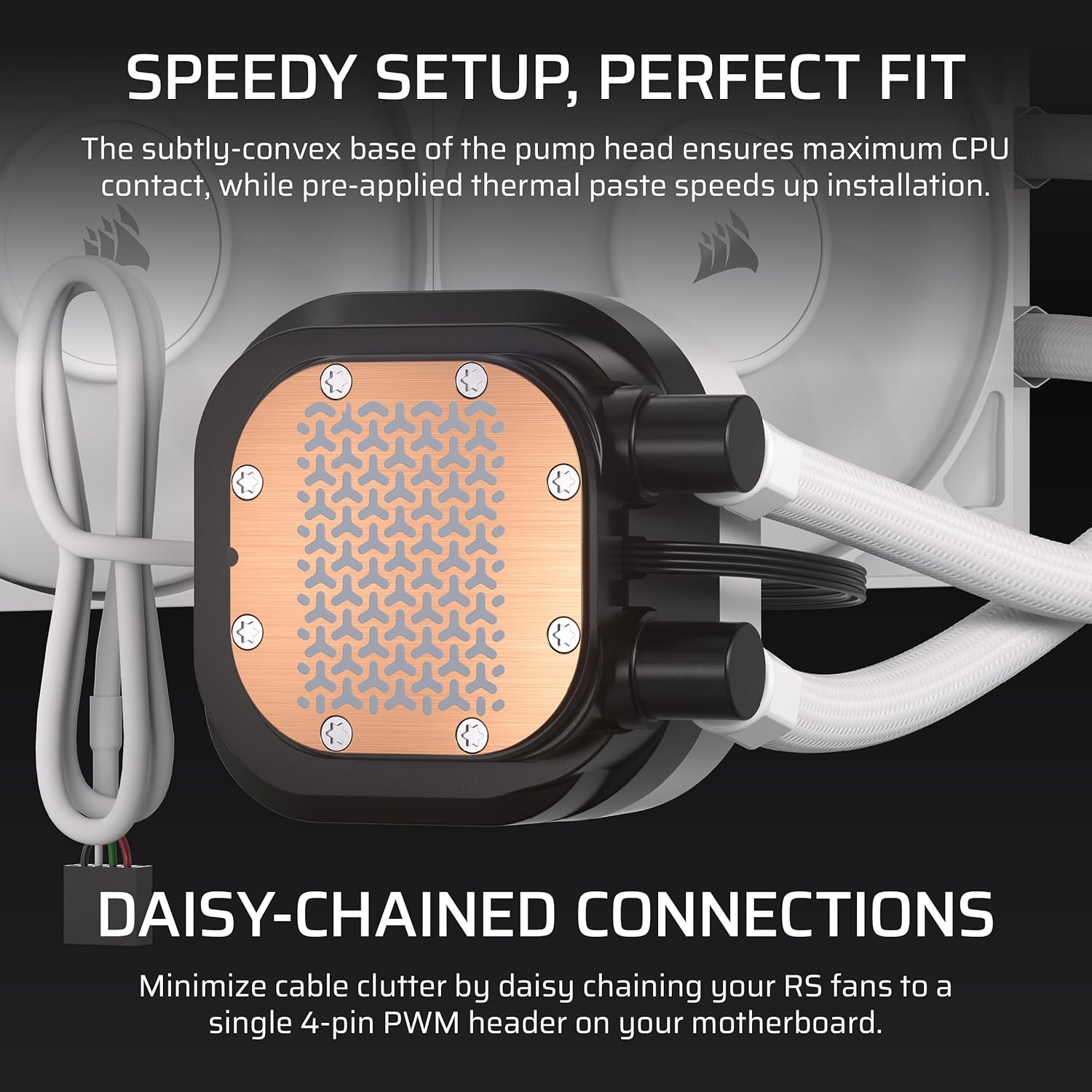 Detalle de Corsair Nautilus 240 RS LCD Liquid CPU Cooler with 2x RS120 Fans (White)