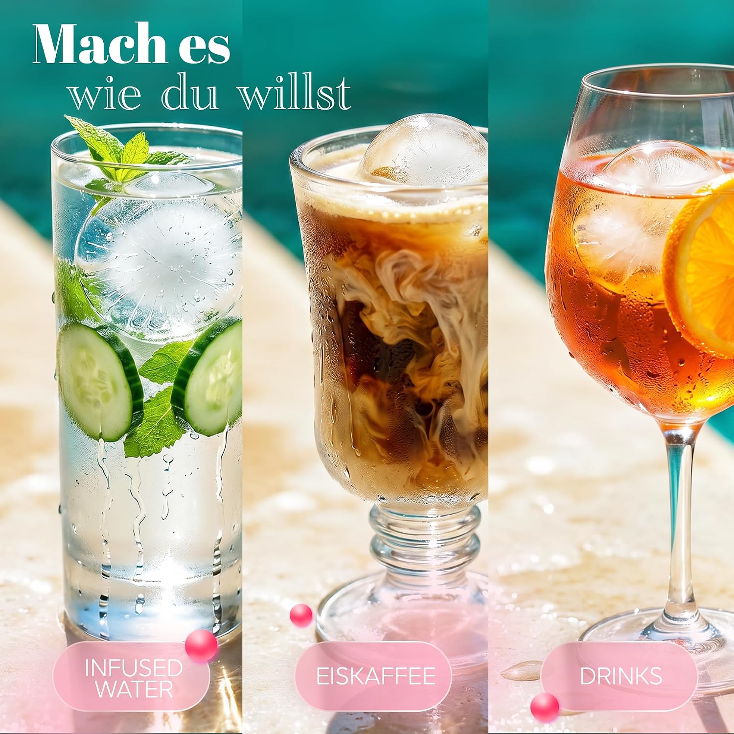 Detalle de Neighbour’s Friend® Pink Eiskugelform XL 2er Set – Große Platinsilikon-Eiswürfel für Cocktails, Infused Water und More