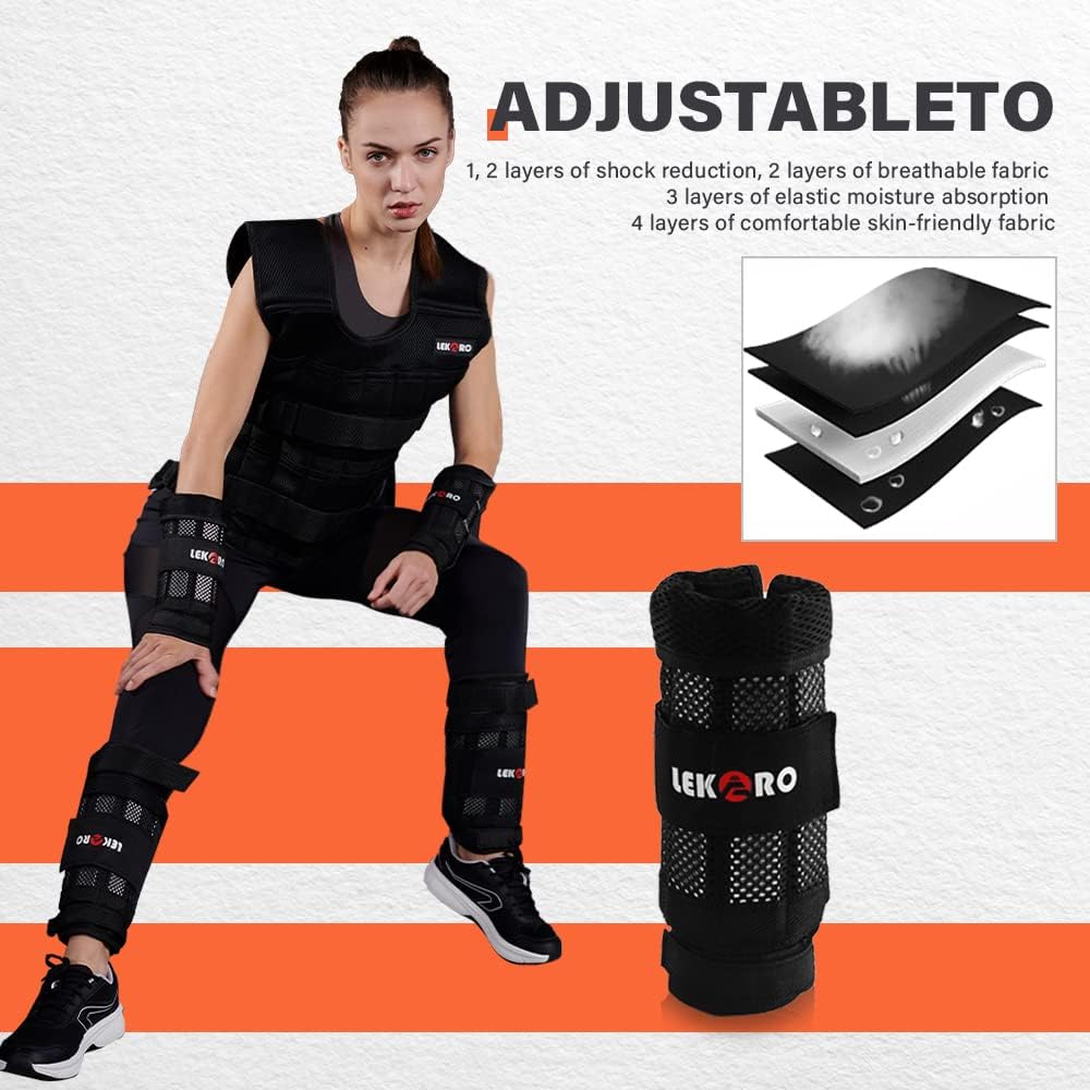 Thumbnail 4 de LEKÄRO Wrist Ankle Weights with Removable Steel Bars – Adjustable 1 Pair, 2.0 kg Total