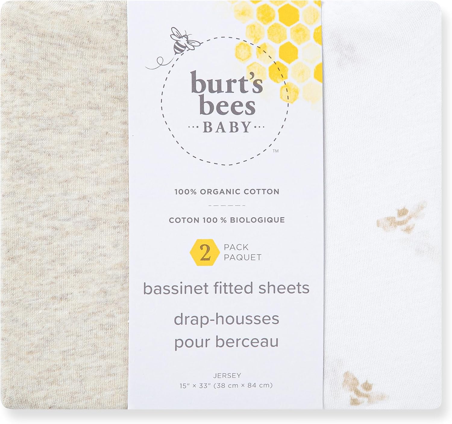 Detalle 2 de BeesNug Bassinet Sheet 100% Organic Cotton 15 x 33 in