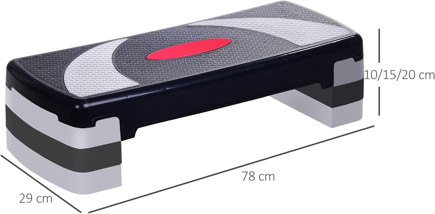 Thumbnail 6 de HOMCOM Step fitness stepper – hauteur réglable 10/15/20 cm, surface antidérapante, 78x29x20 cm
