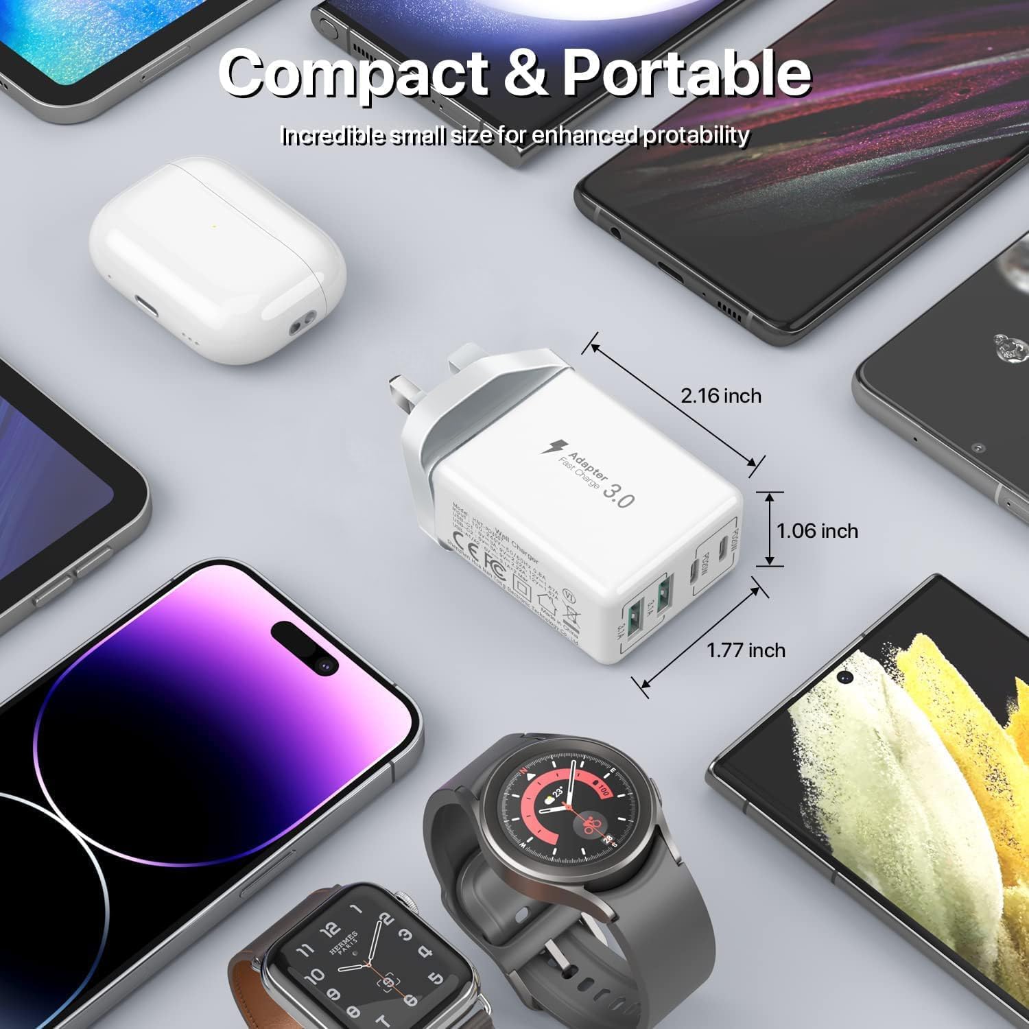 Thumbnail 6 de [2Pack] 40W 4-Port USB C & USB Wall Charger (Dual PD20W + Dual USB-A) for iPhone, Samsung & iPad