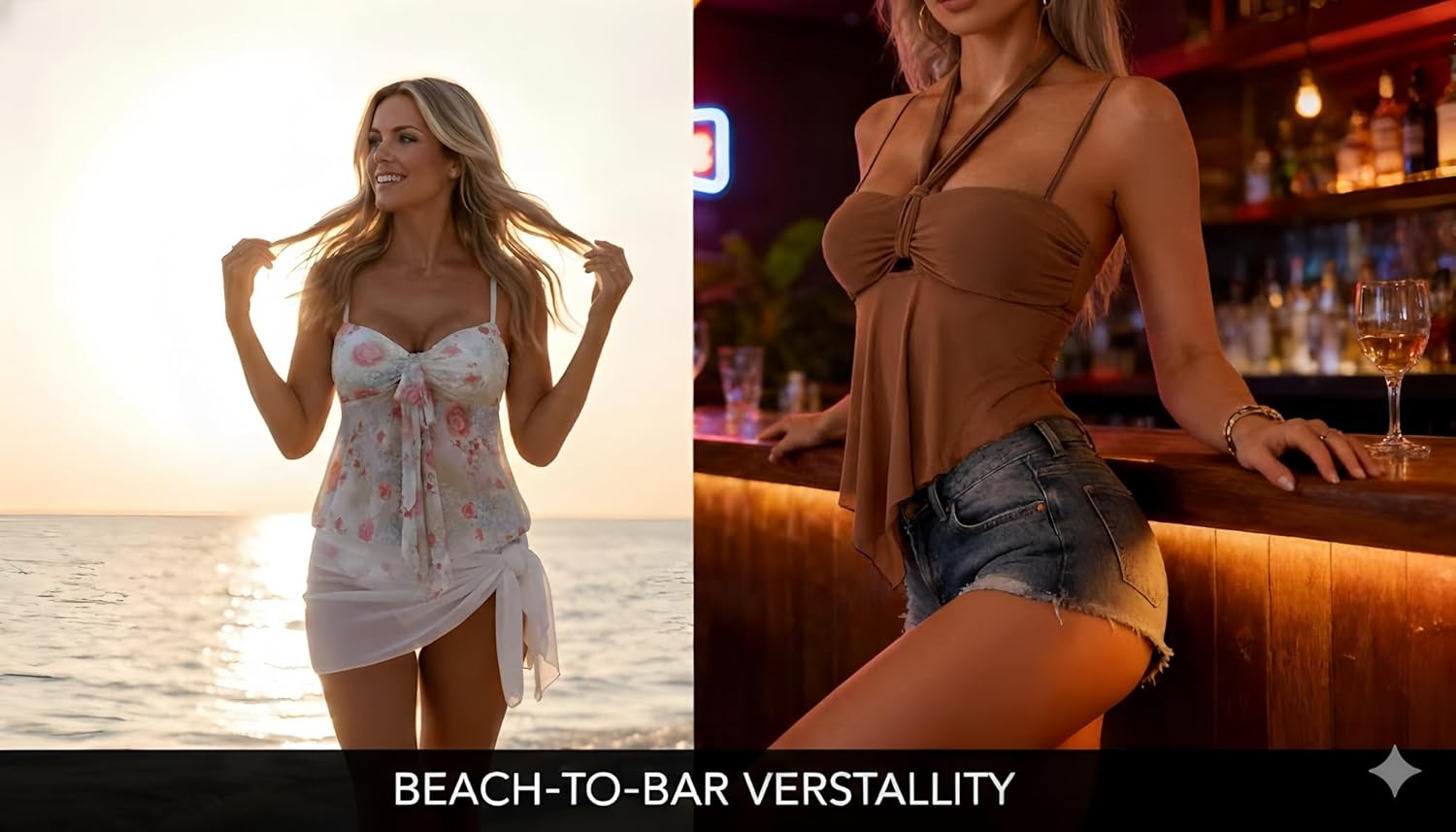 Thumbnail 5 de B2prity Tankini Swimsuits for Women with Tummy Control and Convertible Tie