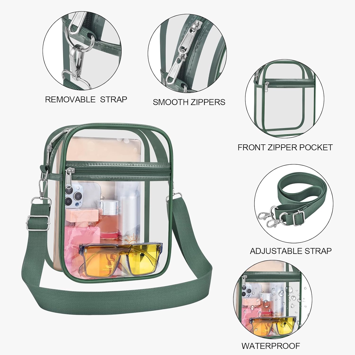 Detalle 2 de USPECLARE Clear Purse Stadium Transparent Messenger Bag