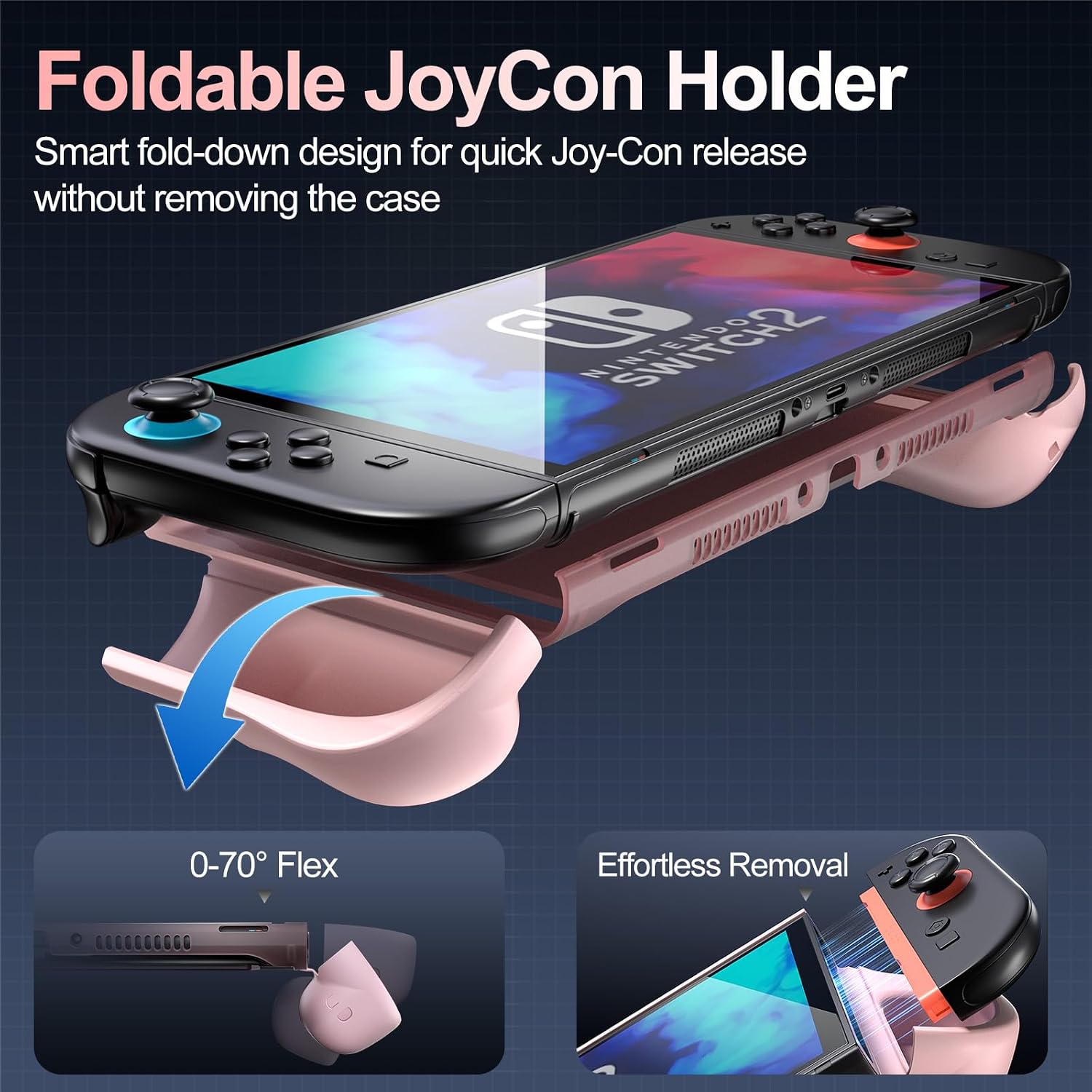Detalle de ProCase Dockable Switch 2 Grip Case with Protective Front Cover – Light Pink