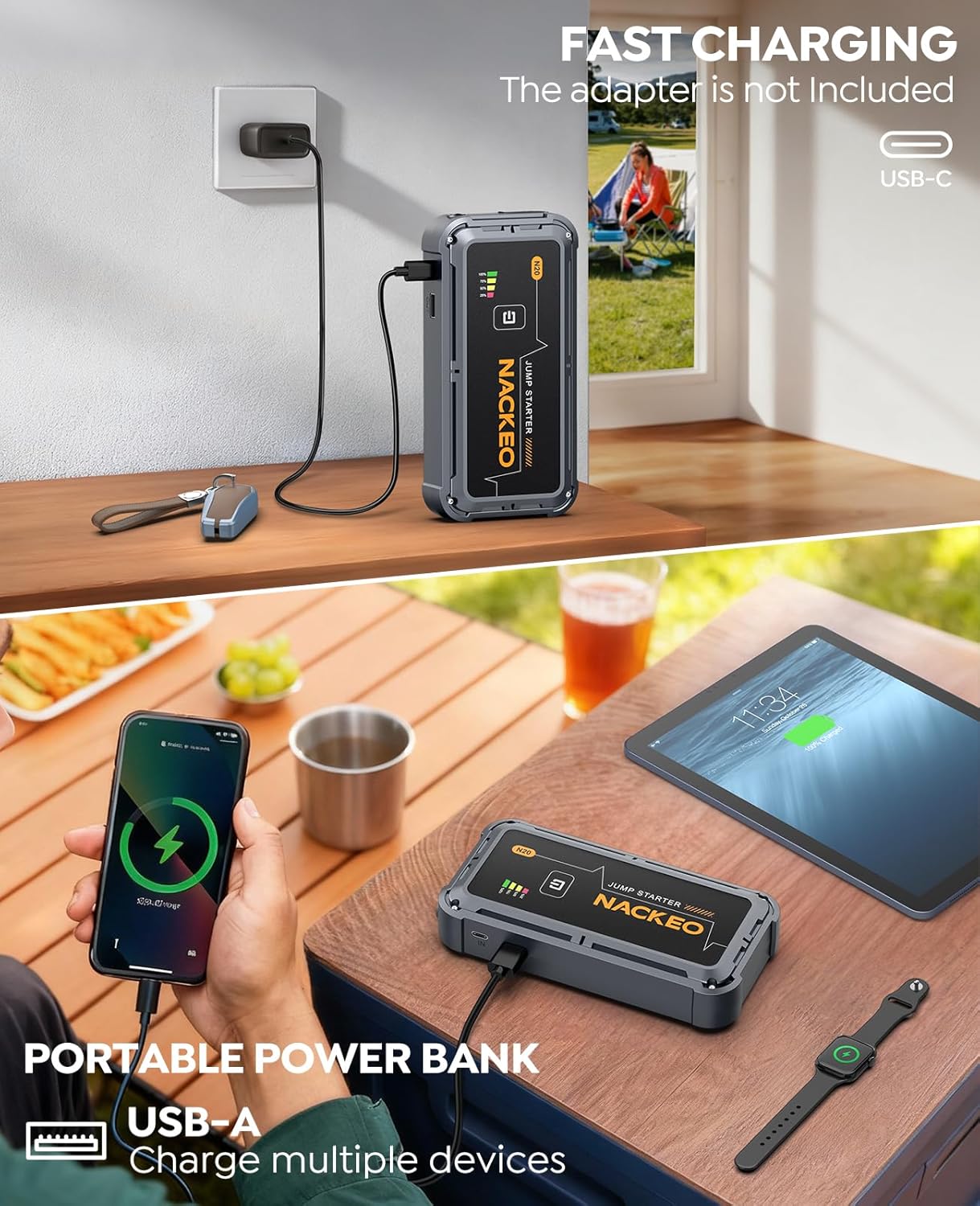 Thumbnail 3 de NACKEO 7000A 12V Jump Starter Power Pack – portable jump pack with LEDs, safety protections and storage case