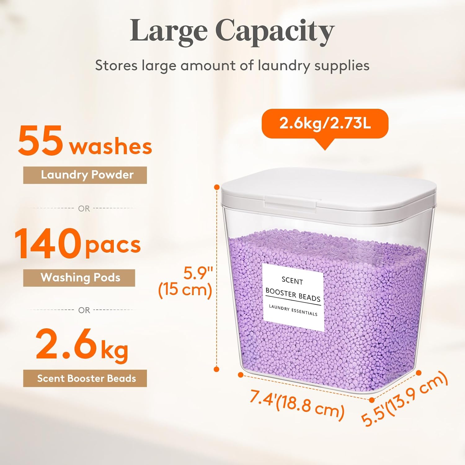 Detalle de Lifewit 24281 Laundry Detergent Storage Containers, 3-Pack with Labels