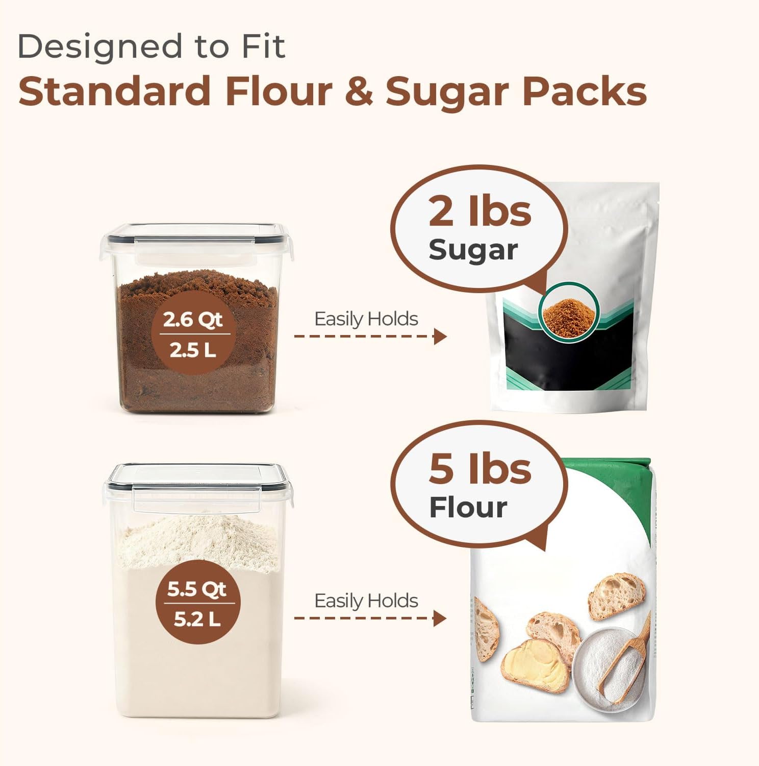 Detalle de ComSaf Sugar Flour Containers Set of 3 ⚙