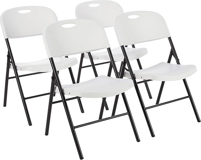 Amazon Basics Juego de 4 sillas plegables blancas 🪑 para camping y cocina