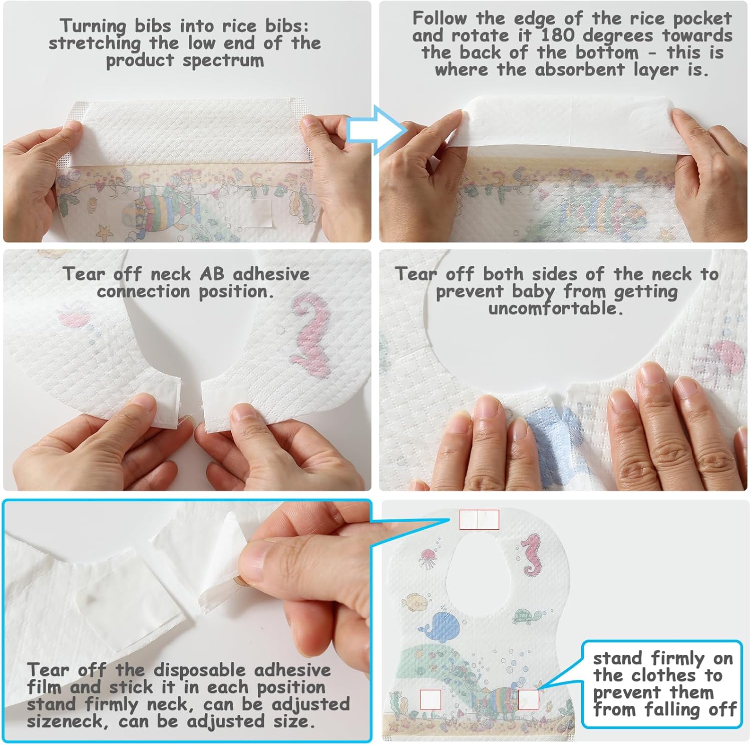 Thumbnail 5 de PewinGo bavaglini monouso regolabili per lo svezzamento (con strato impermeabile e alta assorbenza)