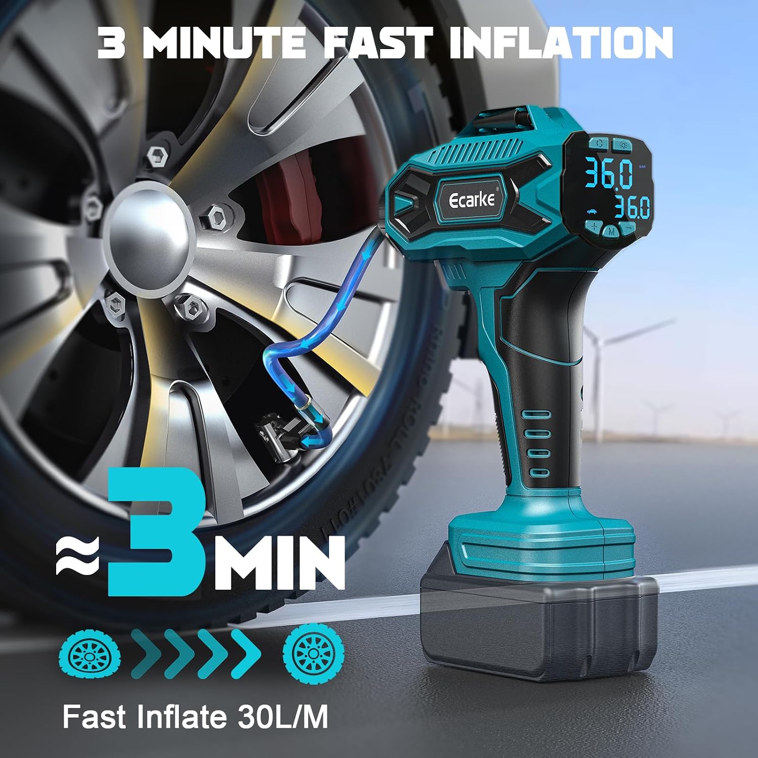 Detalle 2 de Ecarke Cordless Tire Inflator Makita 18V