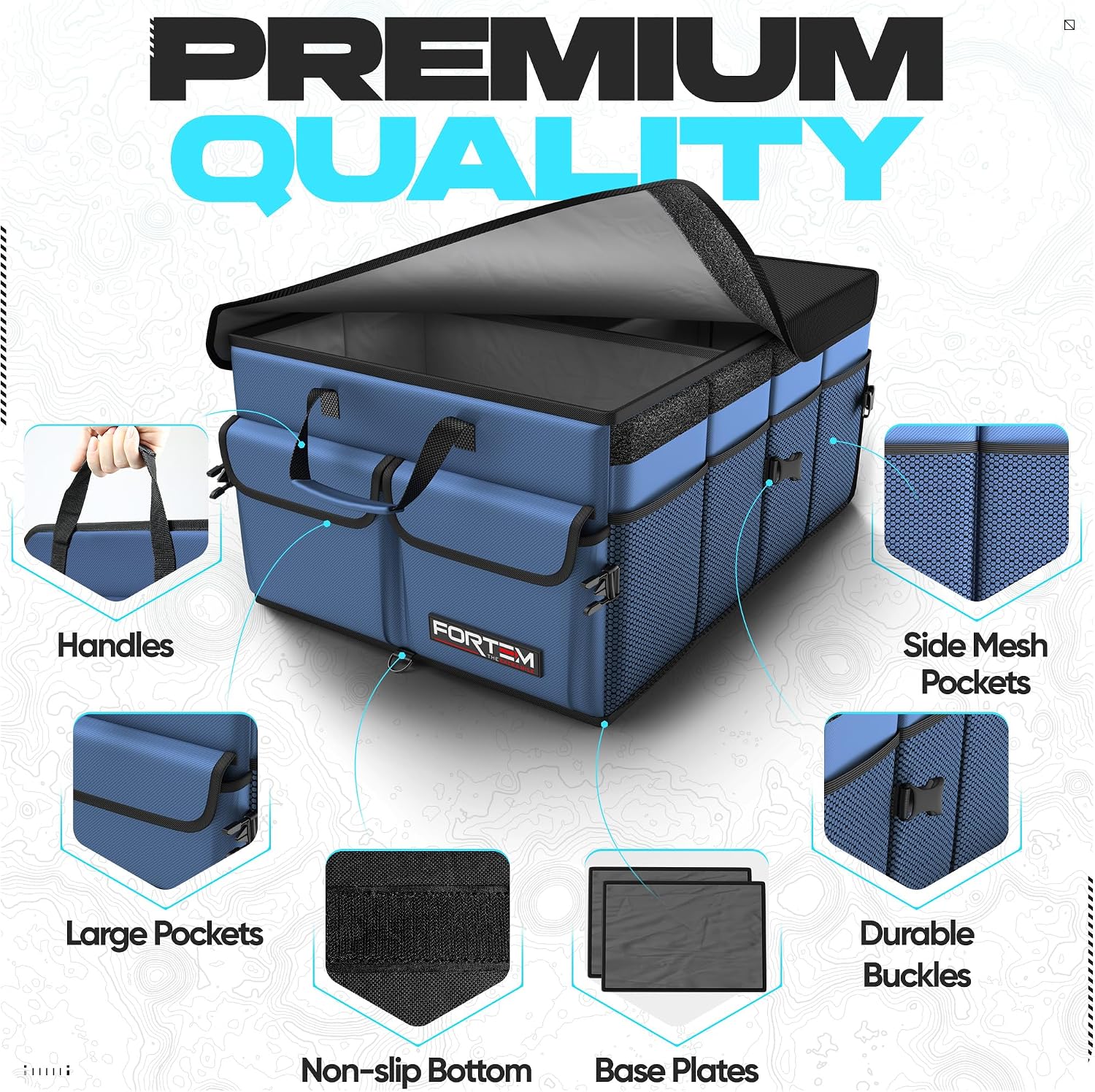Thumbnail 1 de FORTEM Car Boot Organiser Storage – Sturdy, collapsible multi-compartment organiser for the boot