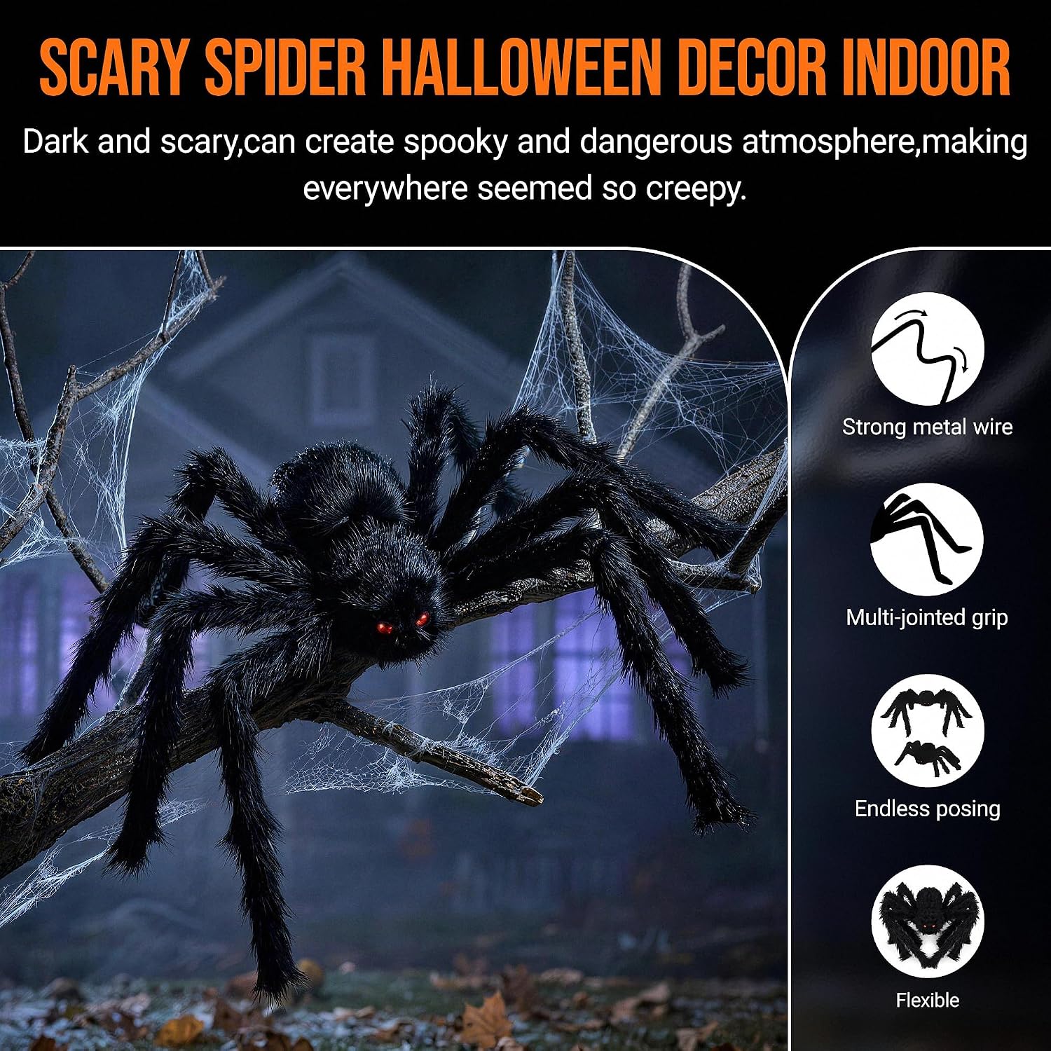 Thumbnail 6 de Nirohee 5MZZ000410 Halloween Spider Decorations, 6-Pack with Bendable Legs