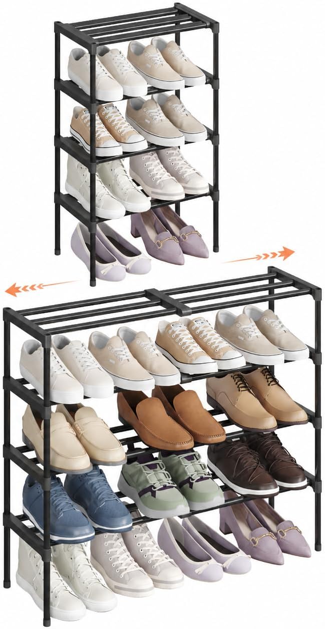 Detalle de Lifewit 26053 Expandable 4-Tier Shoe Rack, 16.7"–31", Iron and Plastic