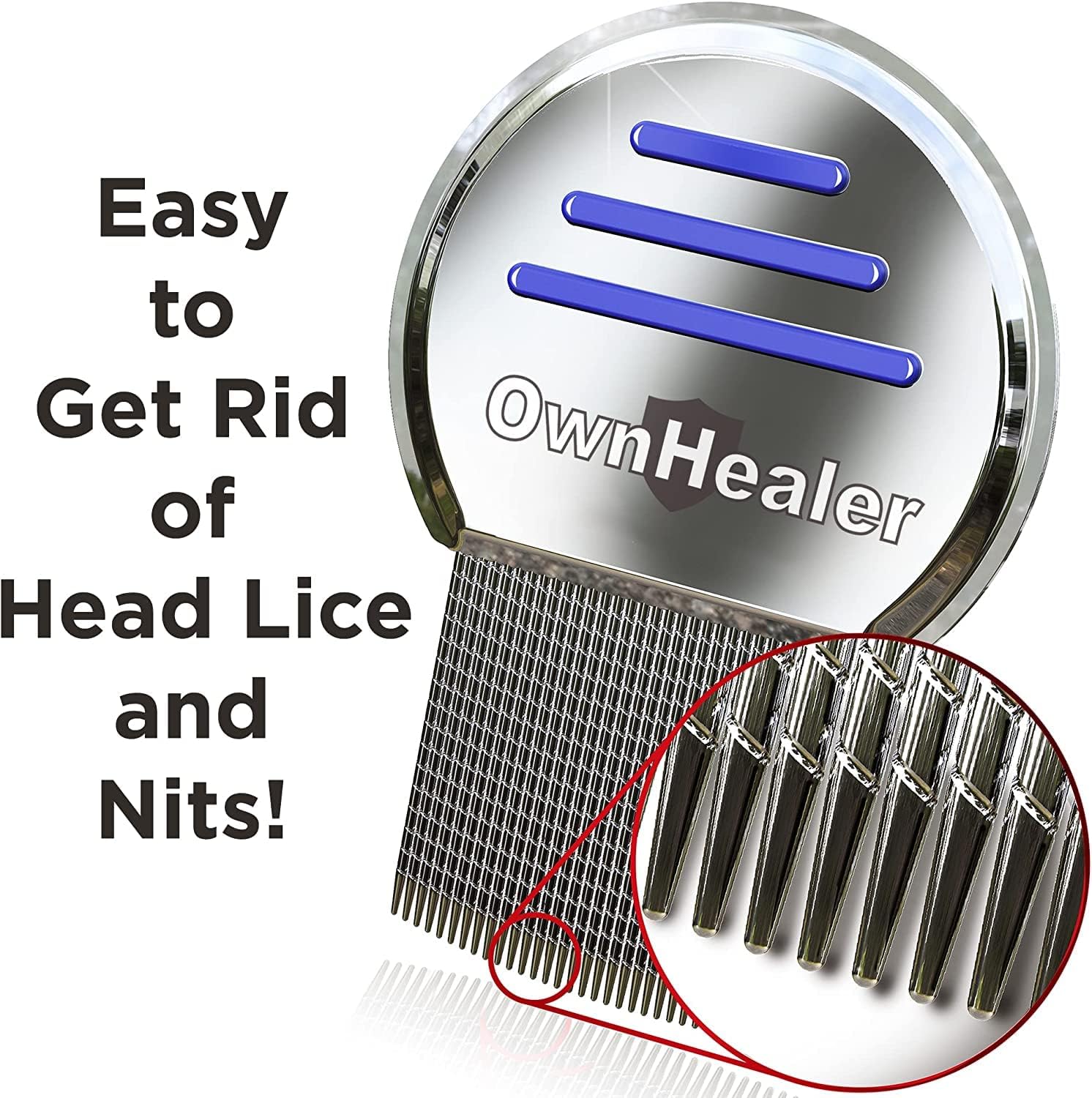 Detalle 2 de OwnHealer SK1004 Professional Lice Comb Set, 3 Combs for Lice, Nits & Dandruff