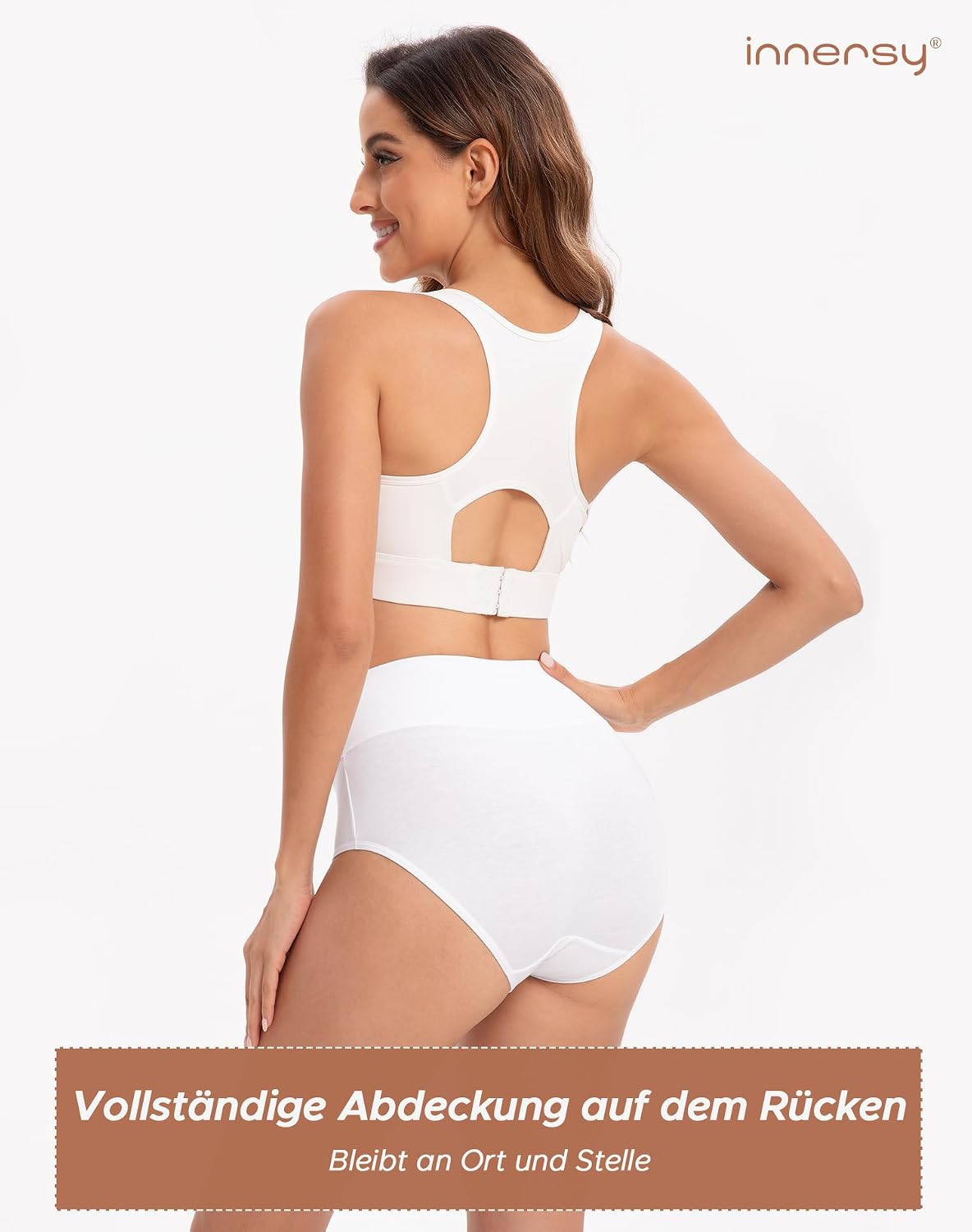Detalle de INNERSY Damen-Slips mit hoher Taille (Baumwolle, Stretch) – 5er Pack