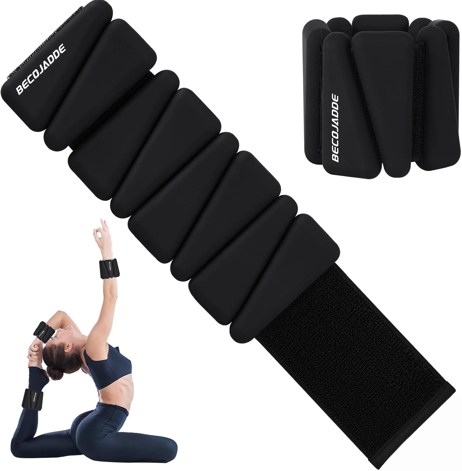 Detalle de BECOJADDE Ankle Weights Set of 2 (1 lb/2 lb/3 lb Each) – Adjustable Wrist Weights for Women & Men