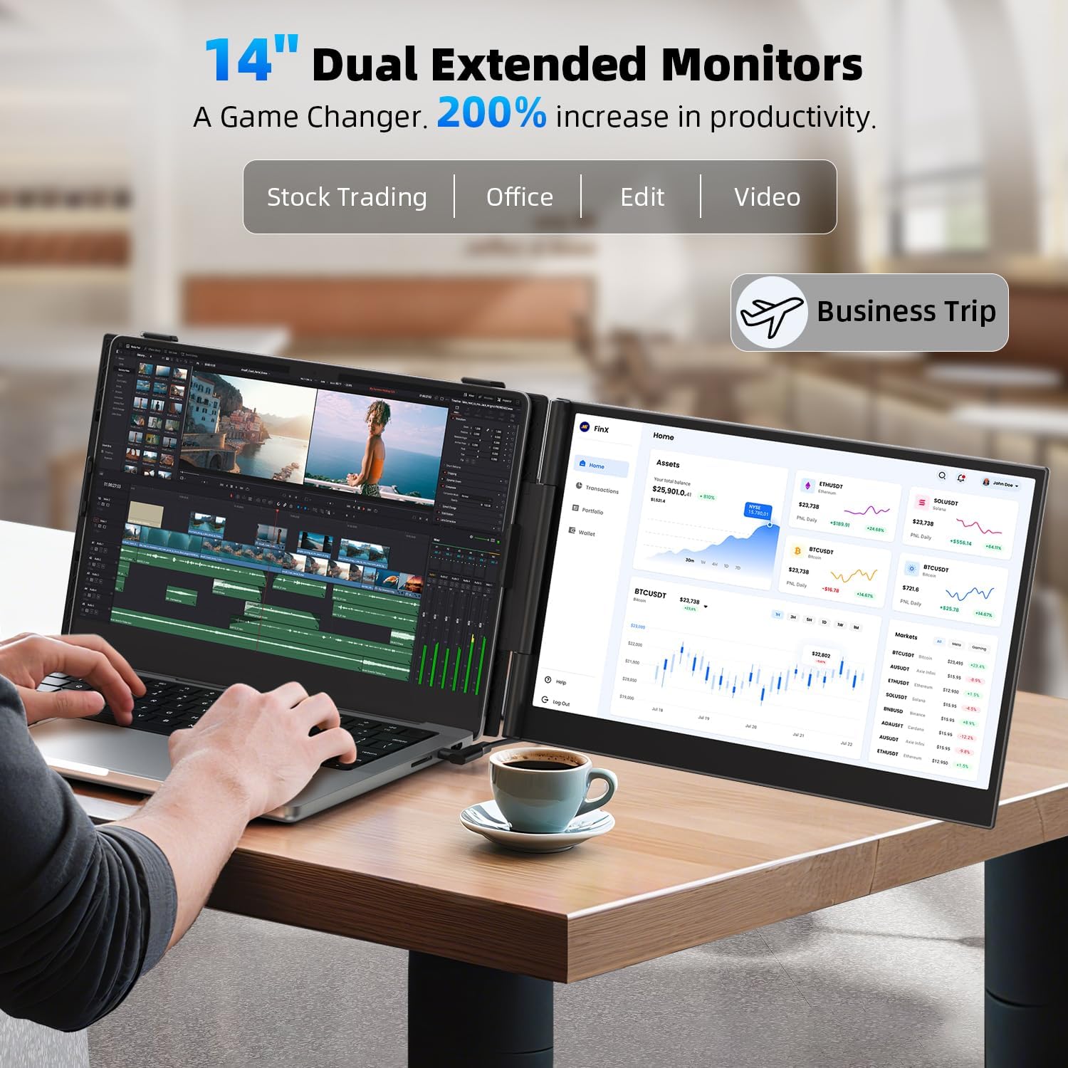 Detalle 2 de 14" Dual Laptop Screen Extender