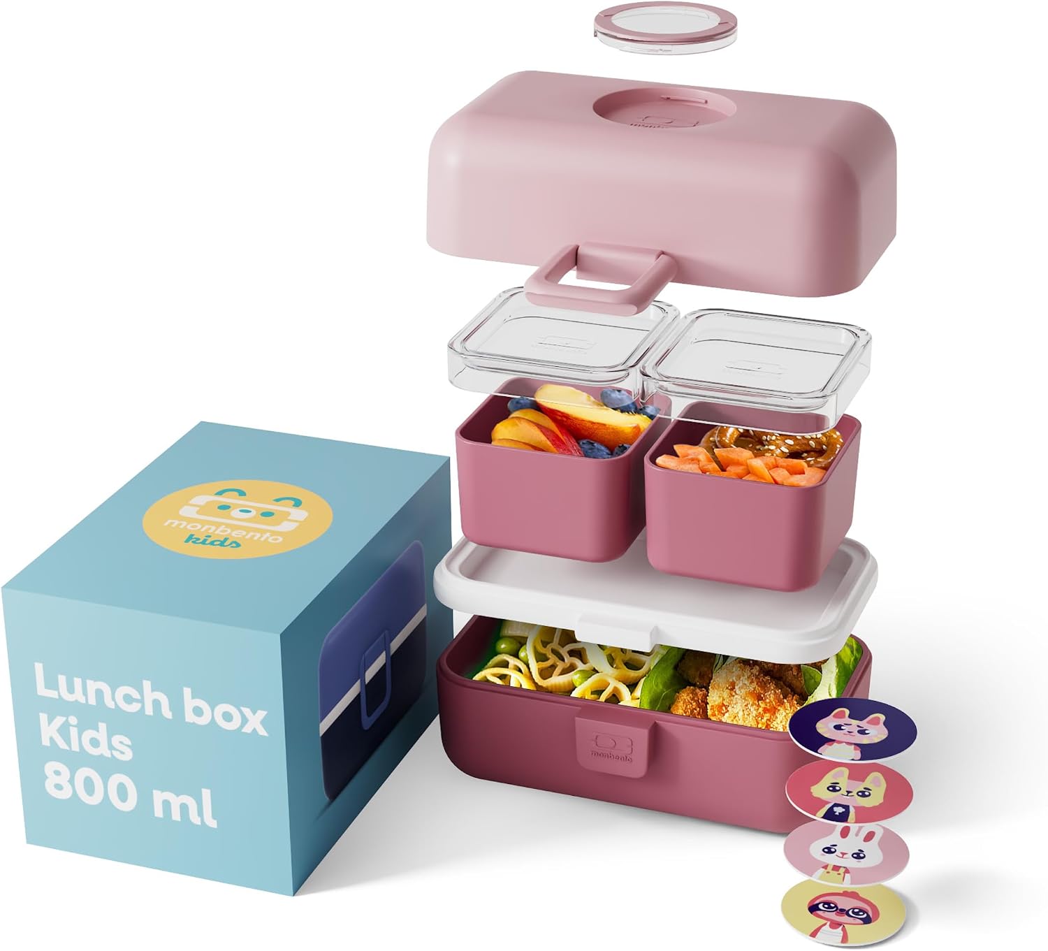 Detalle de monbento MB Tresor Infinity – Lunch box enfant à 3 compartiments (bleu, sans BPA) pour l’école