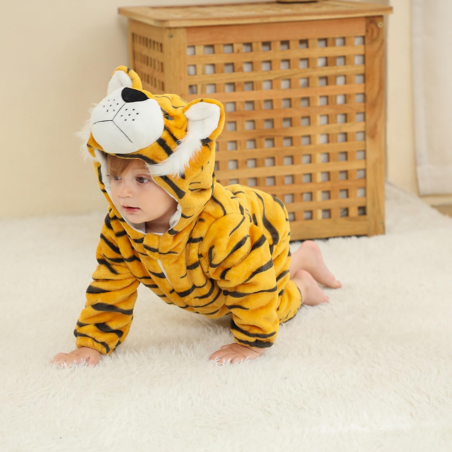 Thumbnail 5 de Hilmocho Baby Hooded Romper Unisex Animal Cartoon Flannel Onesie (3–36 months)