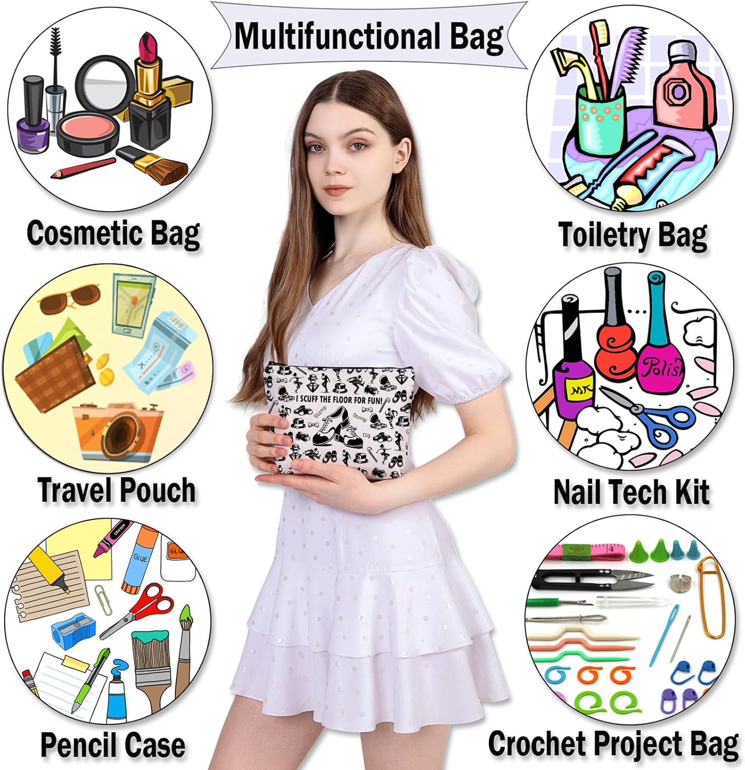 Thumbnail 4 de PLITI Tap Dancer Gift Makeup Bag – Dance Lover Gift Bag for Teachers and Moms