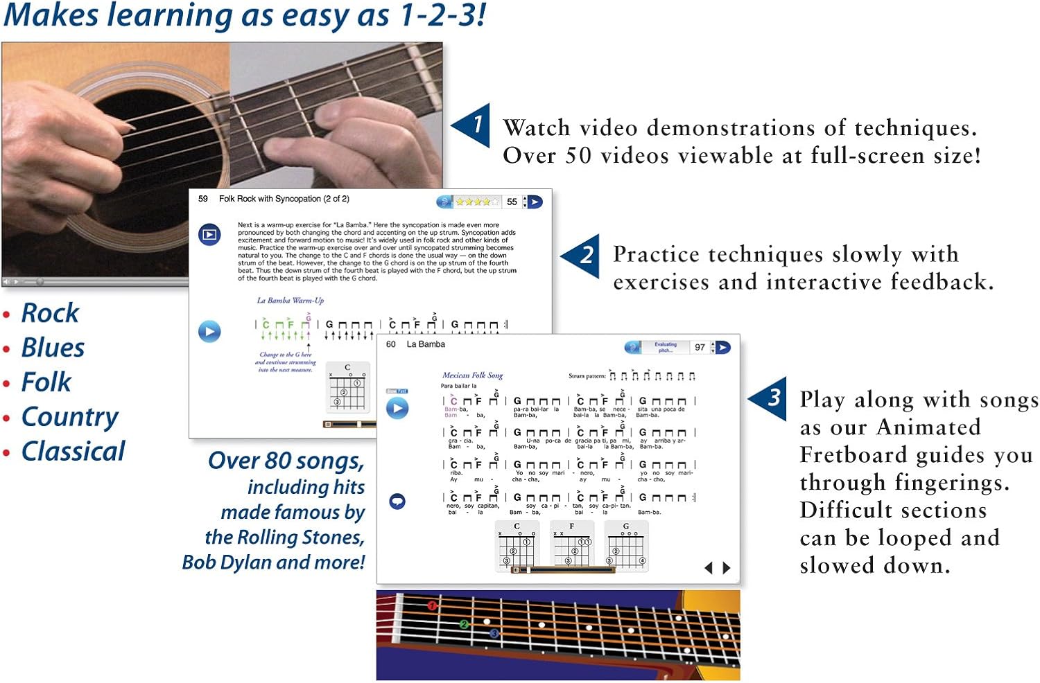 Thumbnail 2 de eMedia Guitar Method v6 [PC Download] — Learn at Home