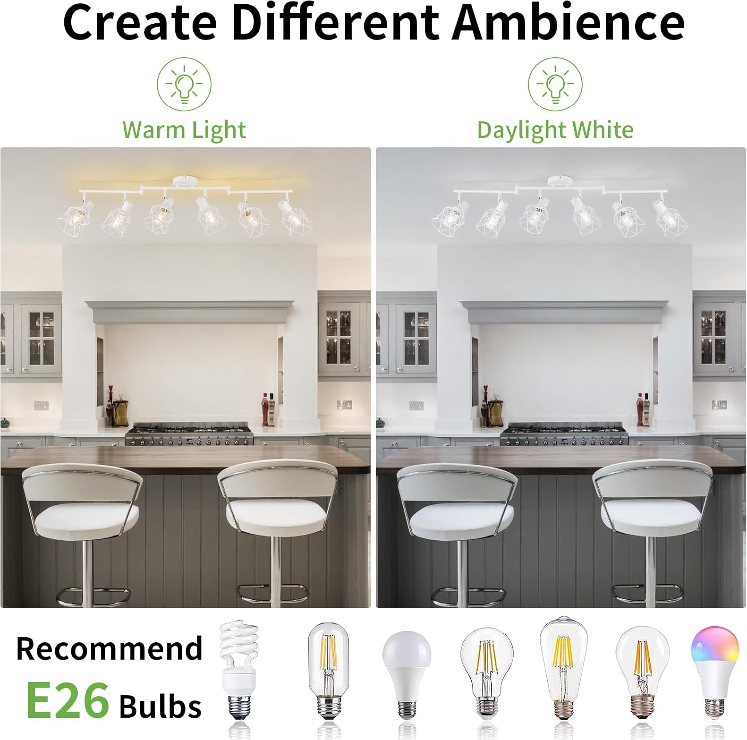 Detalle de WILON Track Lighting Fixtures: 6-Light Flush Mount Ceiling Spotlight Kit