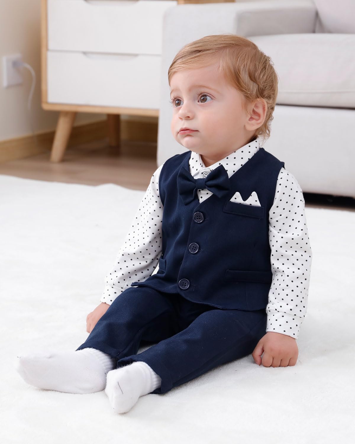 Detalle 2 de Amissz Baby Anzug zur Taufe 0-18M Set