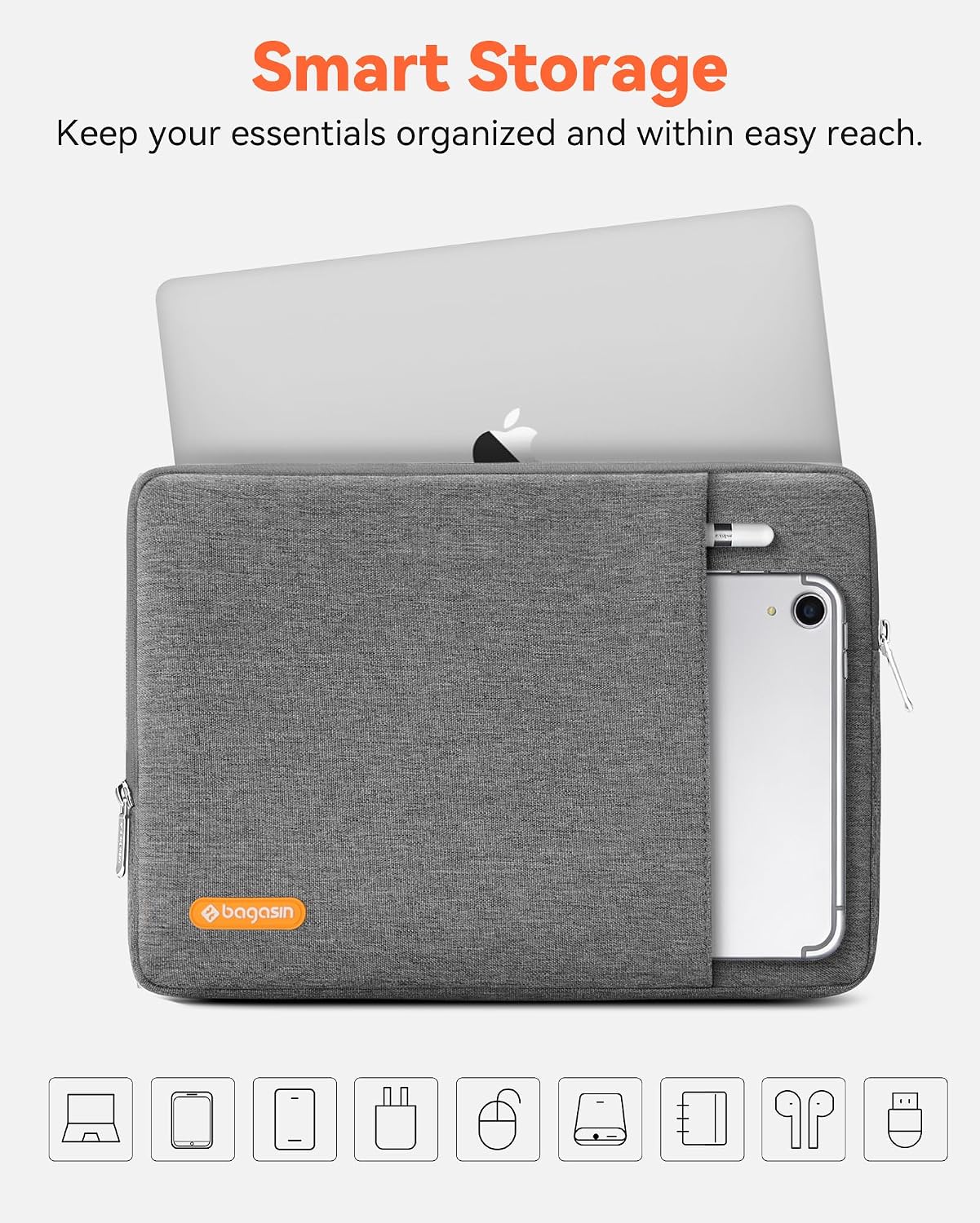 Detalle de bagasin Bagasin laptop sleeve case with 4-layer protection, fits 13–13.3 inch notebooks