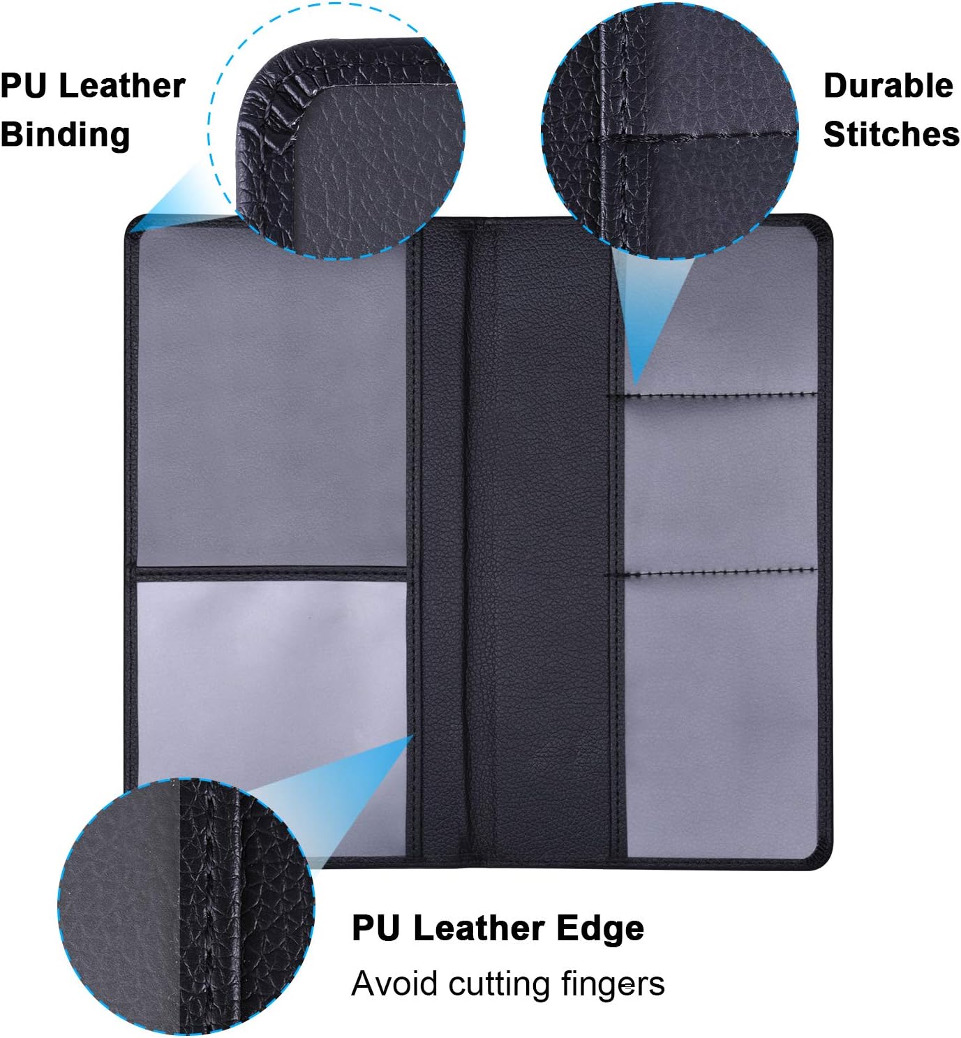 Detalle de Wisdompro Car Document Holder Organiser: PU Leather Wallet for Insurance, Registration & ID Cards