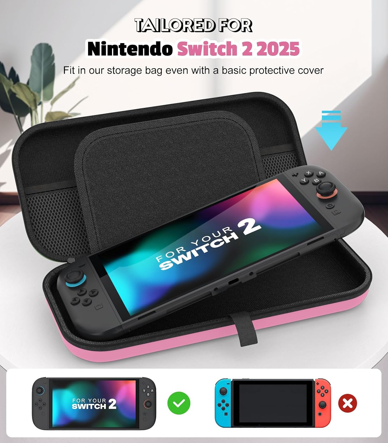 Thumbnail 1 de MoKo Carrying Case for Nintendo Switch 2 (2025) – Protective Hard Shell, 10 Game Cartridges, Pink