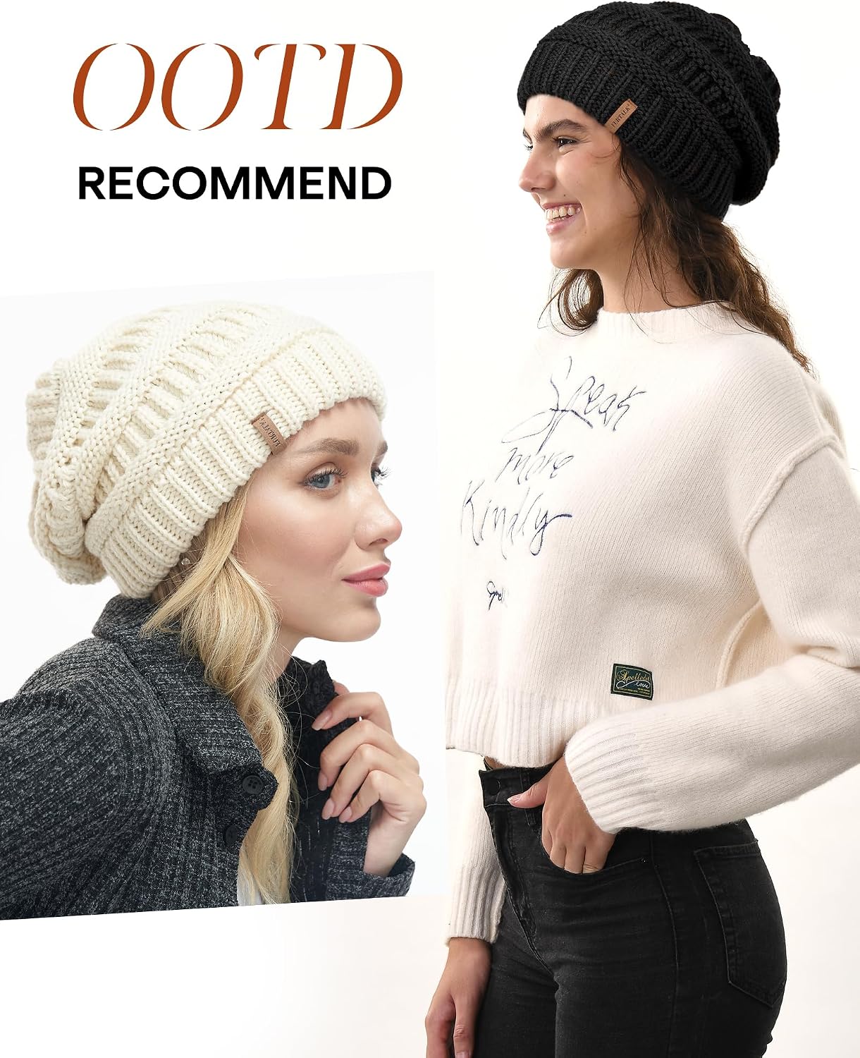 Detalle 2 de FURTALK Damen Beanie Warme Strickmütze