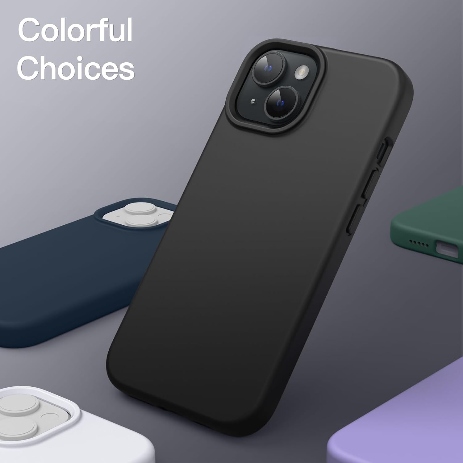 Thumbnail 5 de JETech iPhone 13-hoesje van siliconen met microvezelvoering, zwart