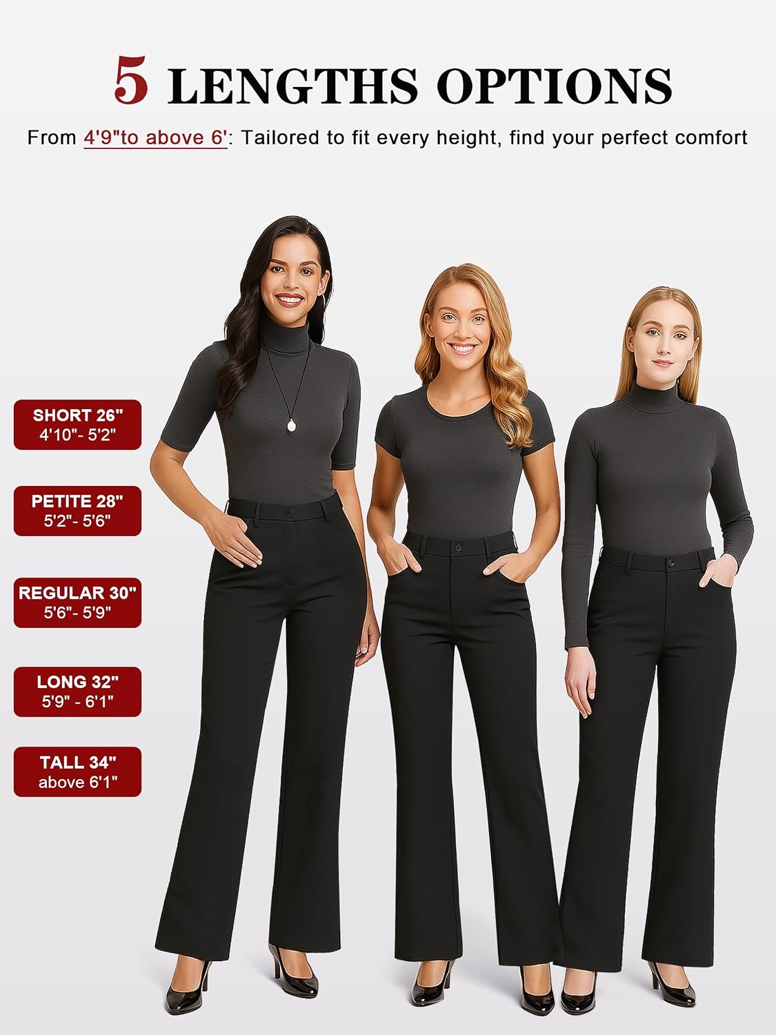 Detalle 2 de Tapata Women's Stretchy Bootcut Dress Pants 32"