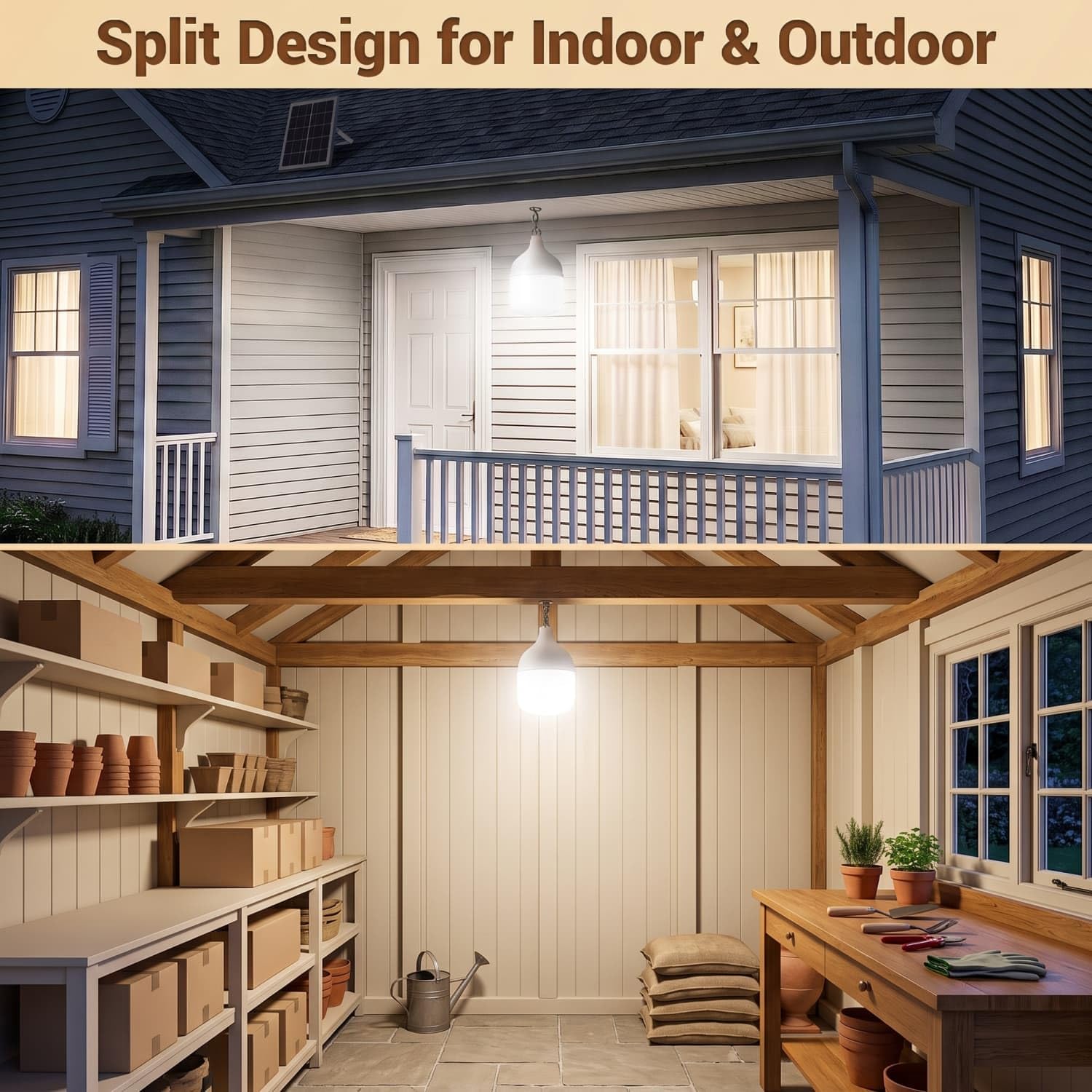 Thumbnail 4 de ZASUN Solar Shed Light Indoor Outdoor with Pull String, 6500K Daylight, IP65 Split Design