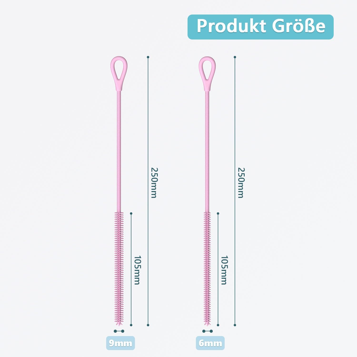 Detalle 2 de Silikon Strohhalm Bürste 2er Set Rosa
