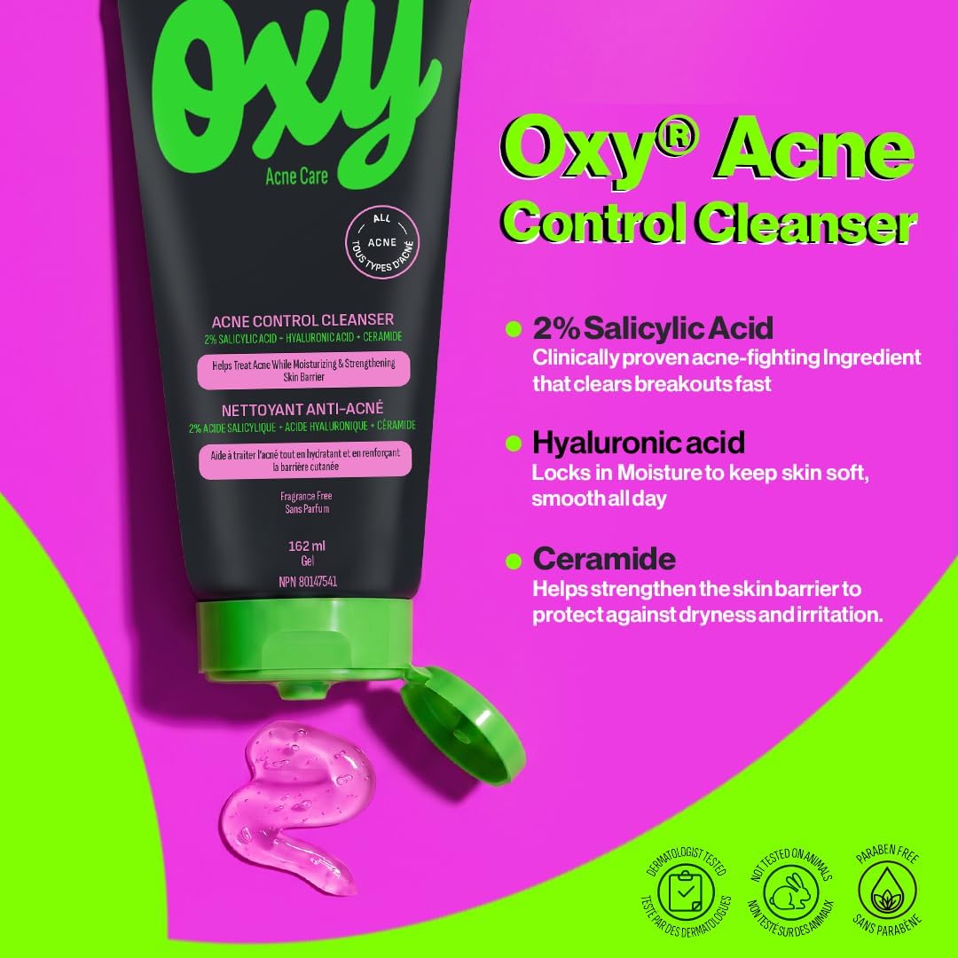 Detalle de OXY Acne Control Cleanser 162 mL with 2% Salicylic Acid, Hyaluronic Acid & Ceramide