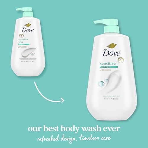 Detalle de Dove Sensitive Skin Body Wash with Pump, 24Hr Hydration (30.6 oz)