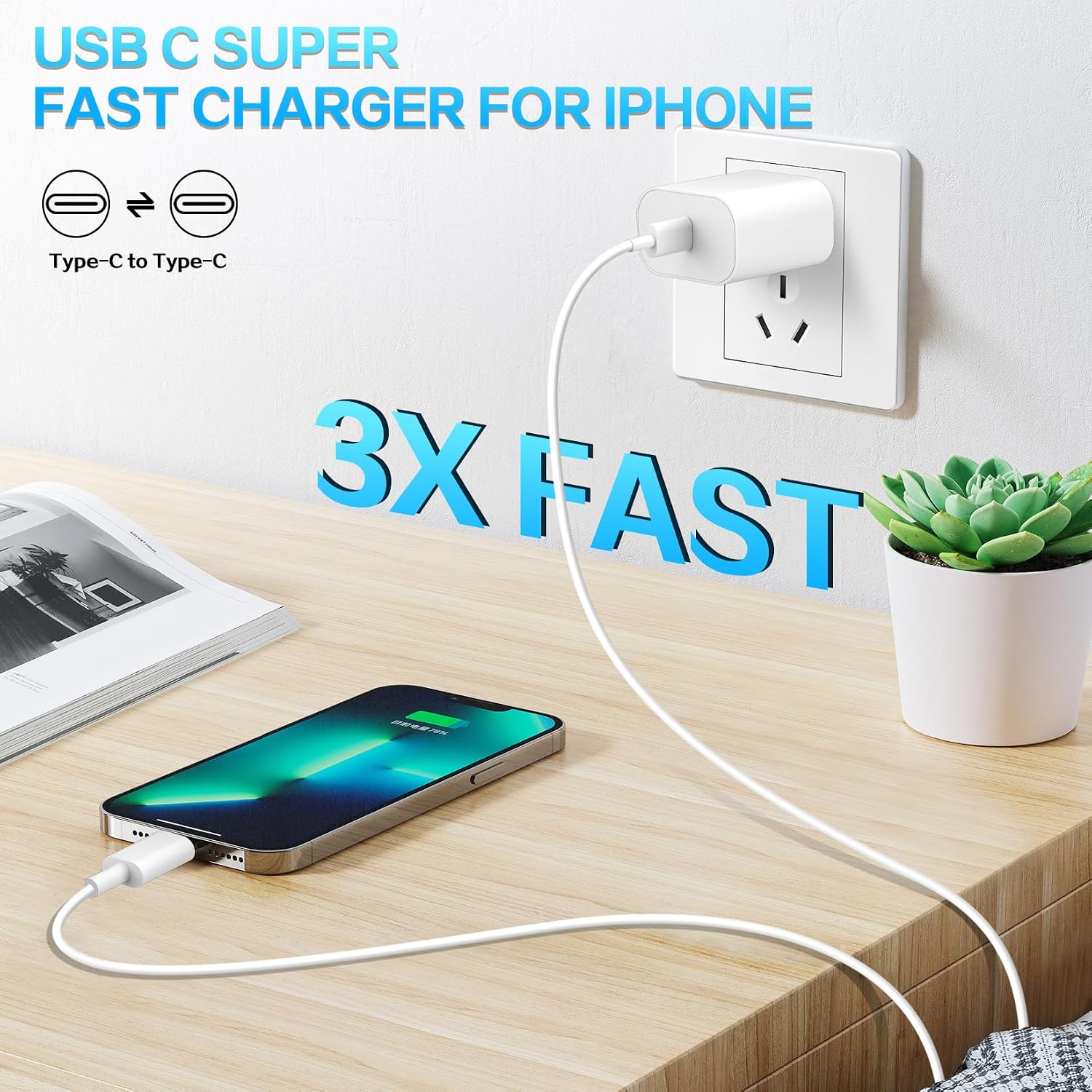 Detalle 2 de USB-C Charger with 6-Foot Cables
