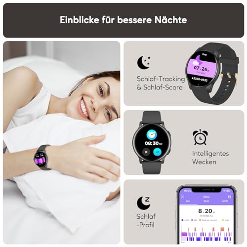 Detalle 2 de AcclaFit Smartwatch Damen Herren – 1,38 Zoll HD-Display, IP68, Bluetooth Anrufe, 120+ Sportmodi, Herzfrequenz, SpO2 & Schlafmonitor