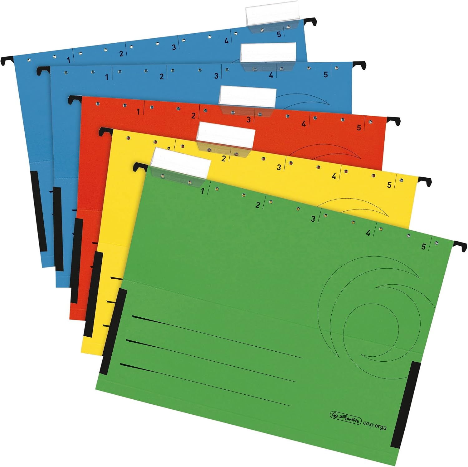 Detalle de herlitz 5874755 hängmappar i kartong, A4, flerfärgade, 5-pack
