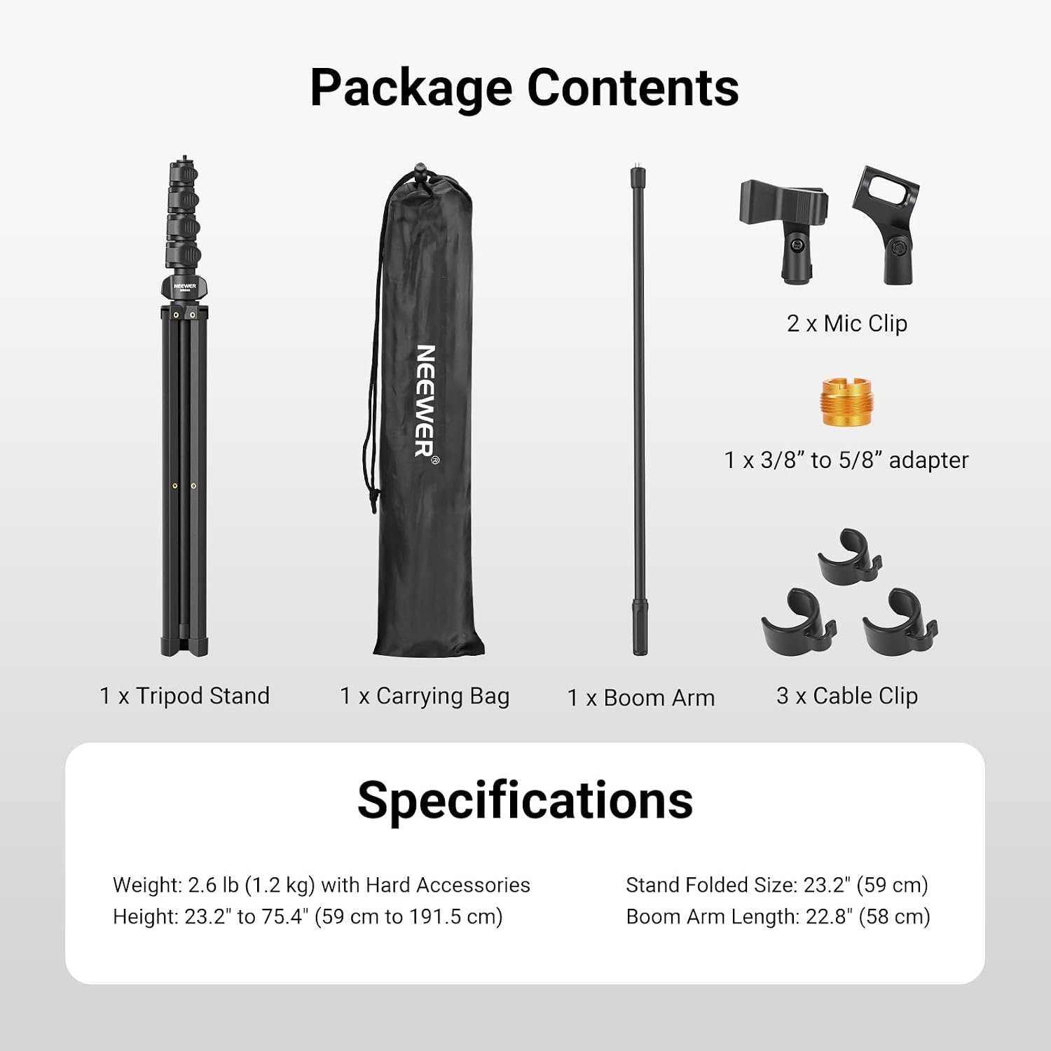 Thumbnail 6 de NEEWER MS046 Floor Microphone Stand with Adjustable Boom Arm and Tripod Base