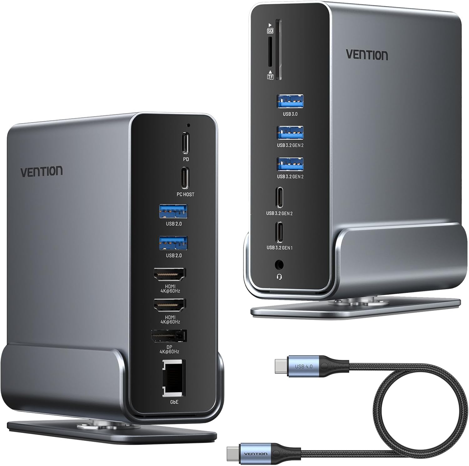 Detalle de Vention USB C dock 100W 4K dual display