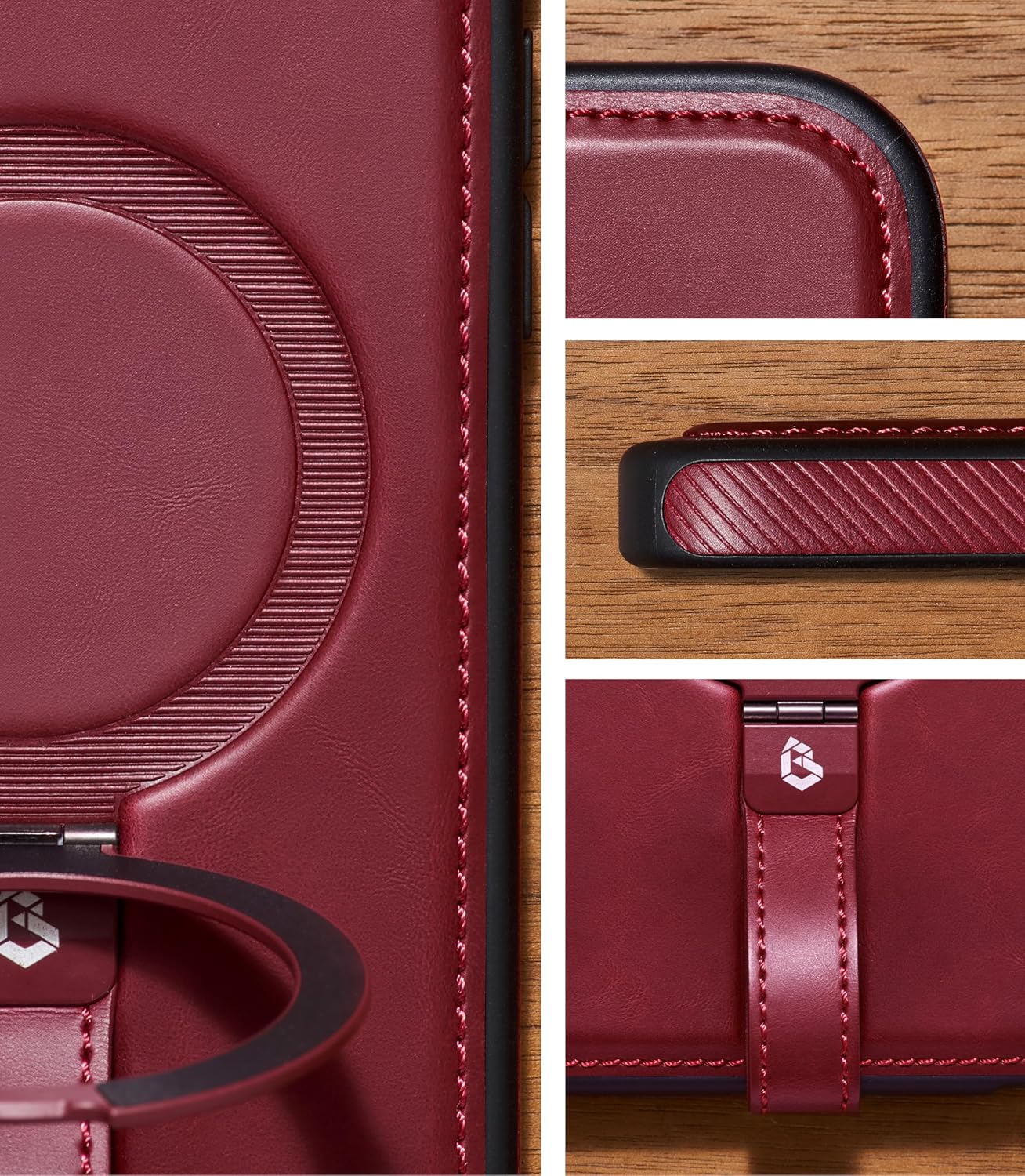Detalle 2 de BUTAIGA iPhone 17 Pro Max leather case with stand 6.9"