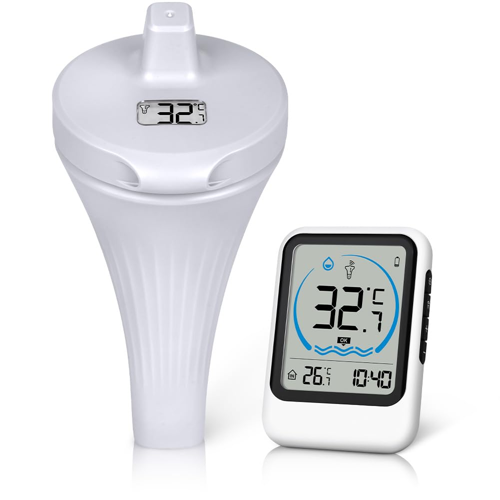 Detalle de OFFCUP V9-WXYCWDJ-FBA Wireless Pool Thermometer with IP68 Sensor and LCD