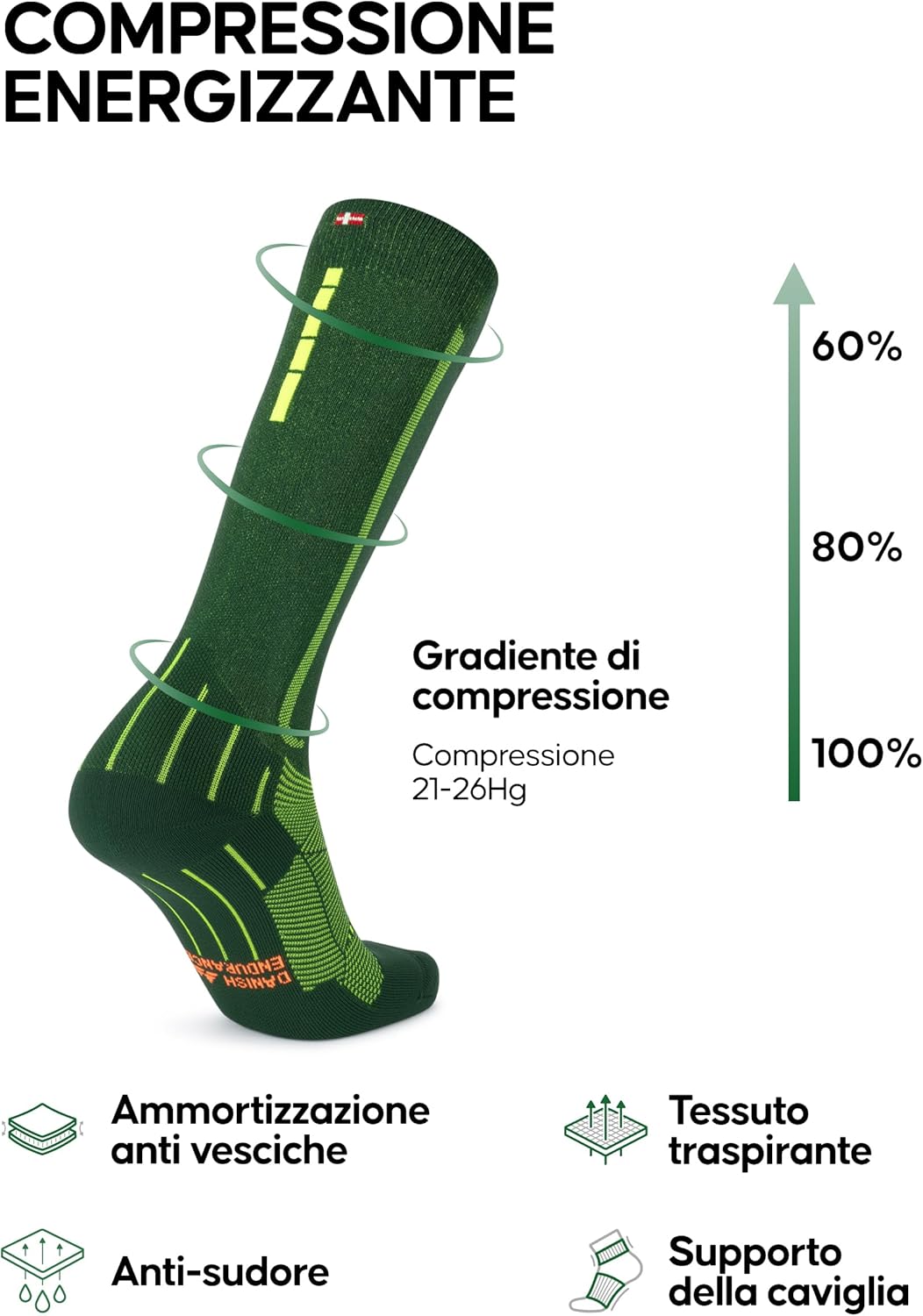 Thumbnail 1 de DANISH ENDURANCE Calze Compressione Graduata 21-26 mmHg, Uomo/Donna – 1 Paio