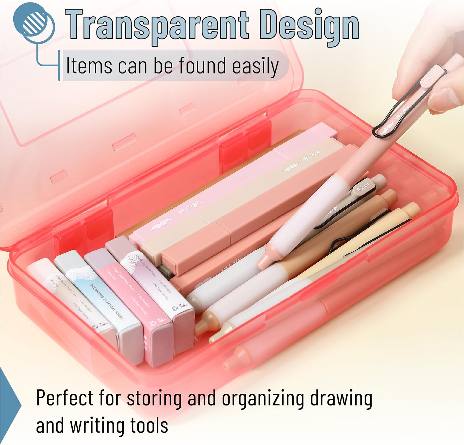 Detalle 1 de Mr. Pen Plastic Pencil Cases, 24 Pack