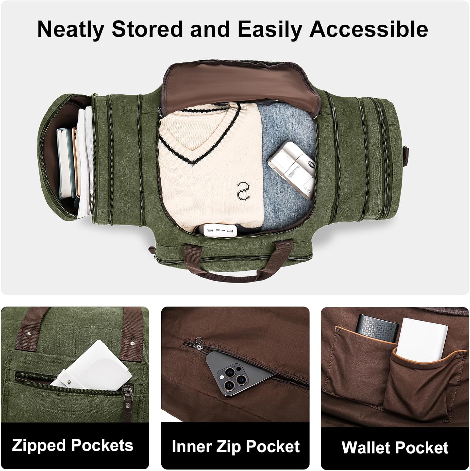 Thumbnail 5 de EKOROMIER 70L expandable canvas holdall