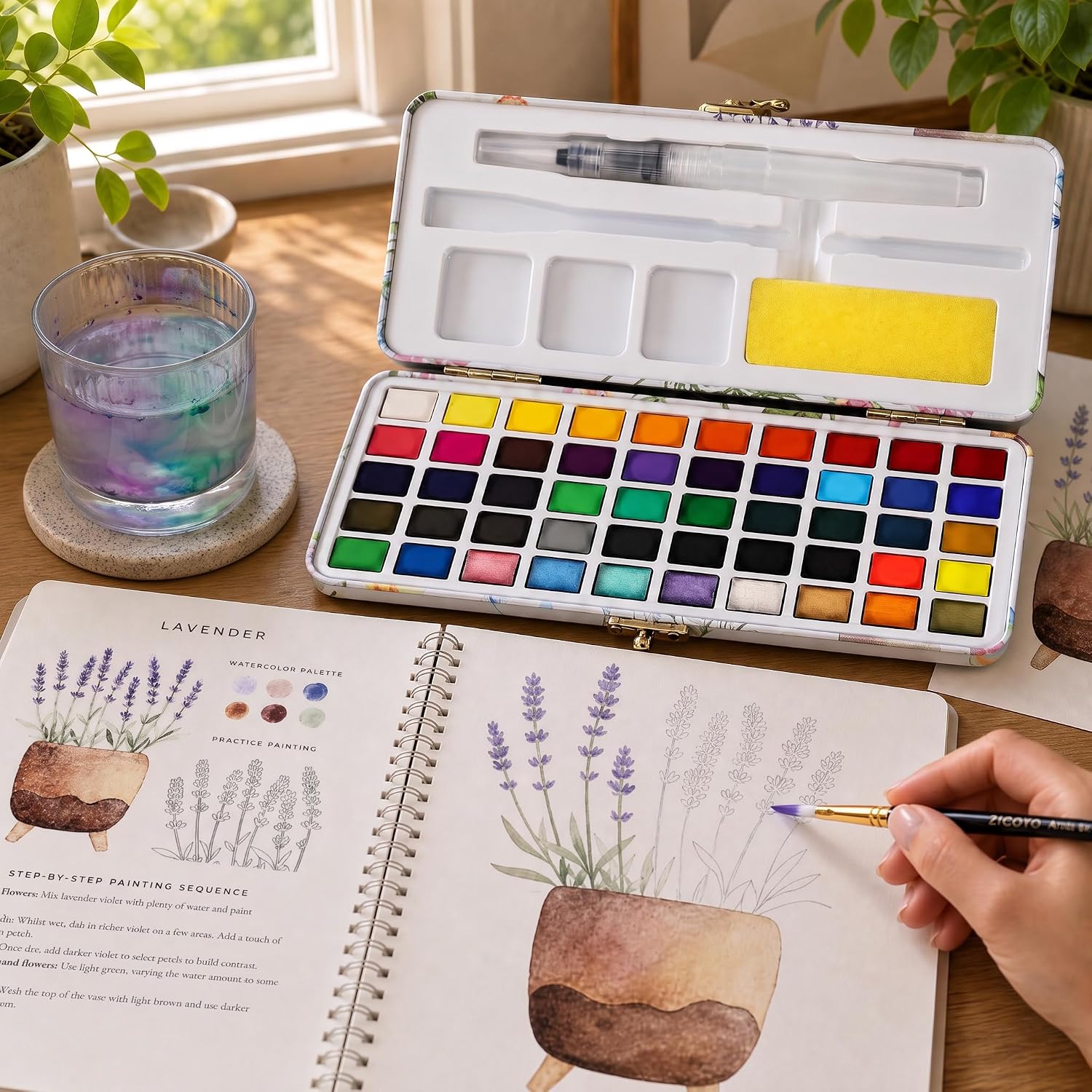Thumbnail 1 de ZICOTO Watercolor Paint Set, 50 Colors